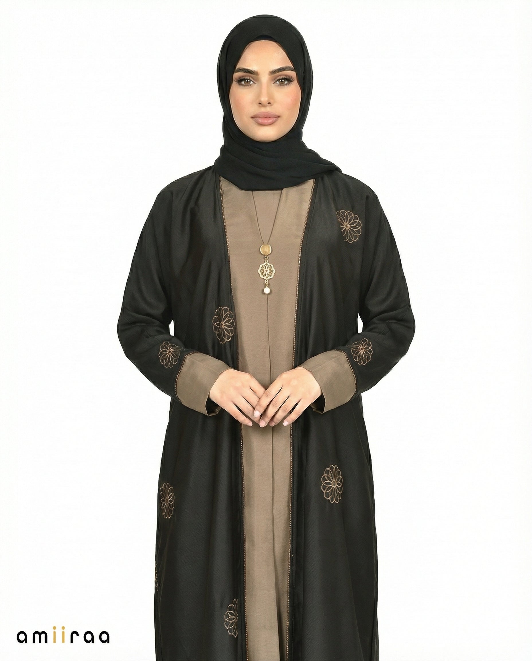 Scarab Bloom Embroidered Abaya
