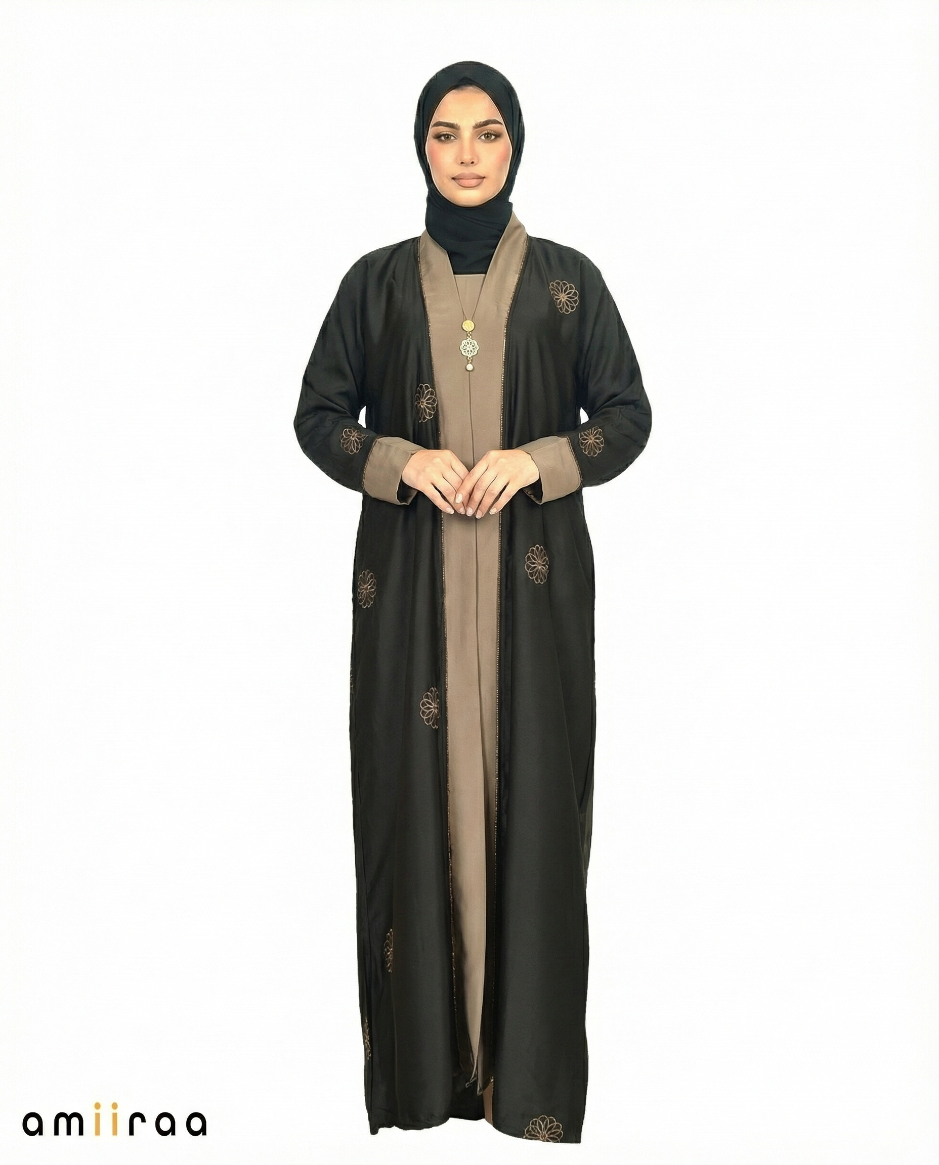 Scarab Bloom Embroidered Abaya