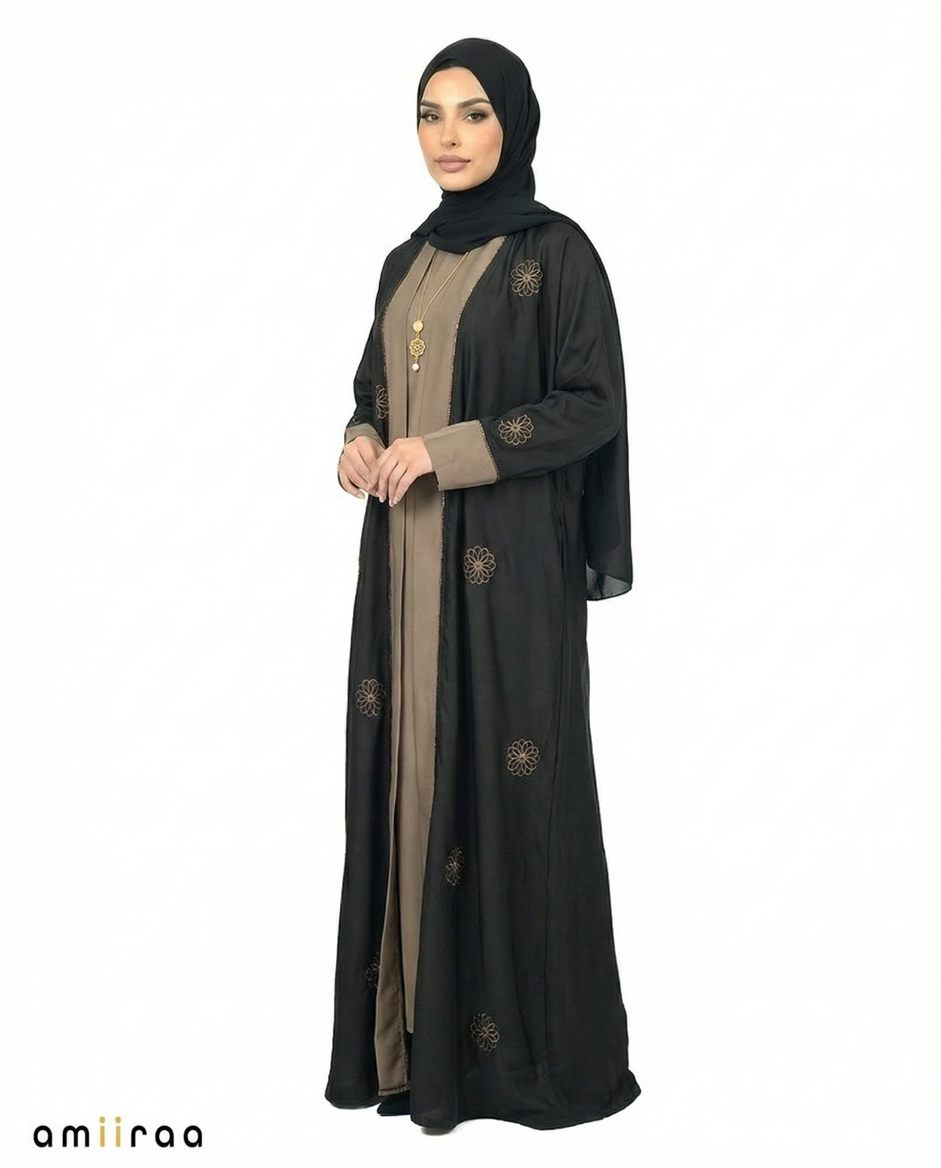 Scarab Bloom Embroidered Abaya