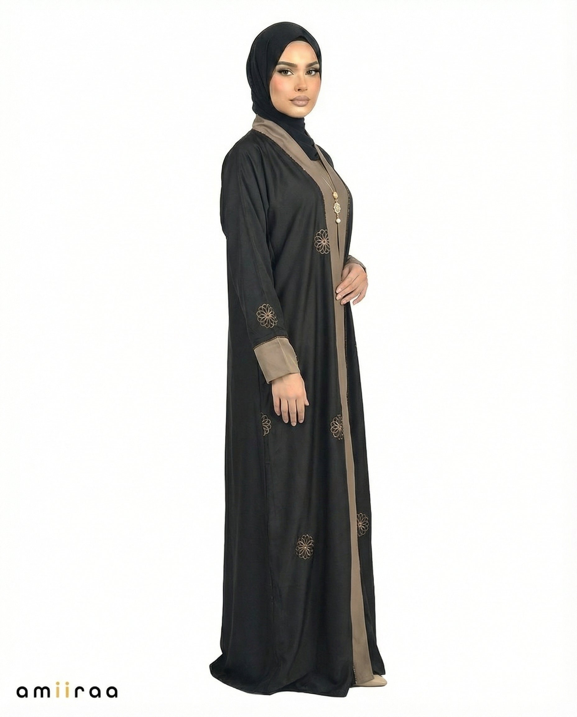 Scarab Bloom Embroidered Abaya