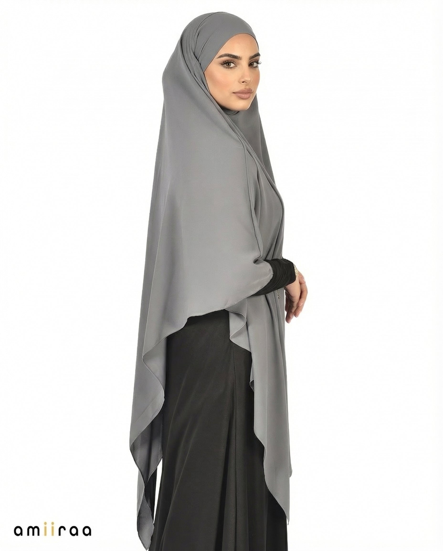 Flint Gray Single Layer Flow Modest Khimar