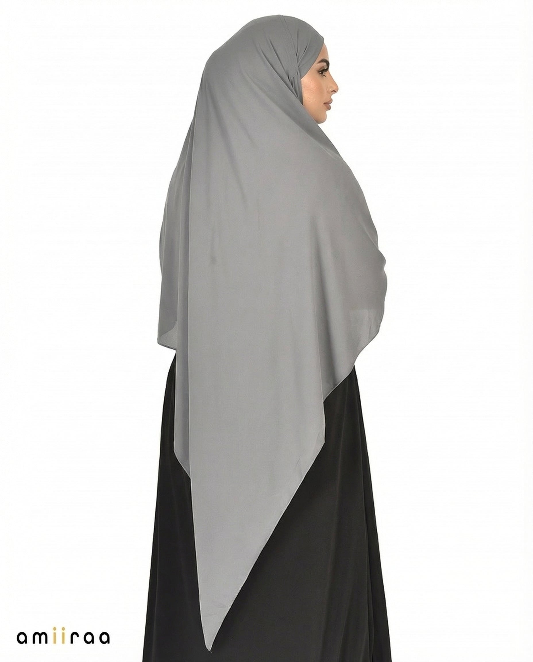 Flint Gray Single Layer Flow Modest Khimar