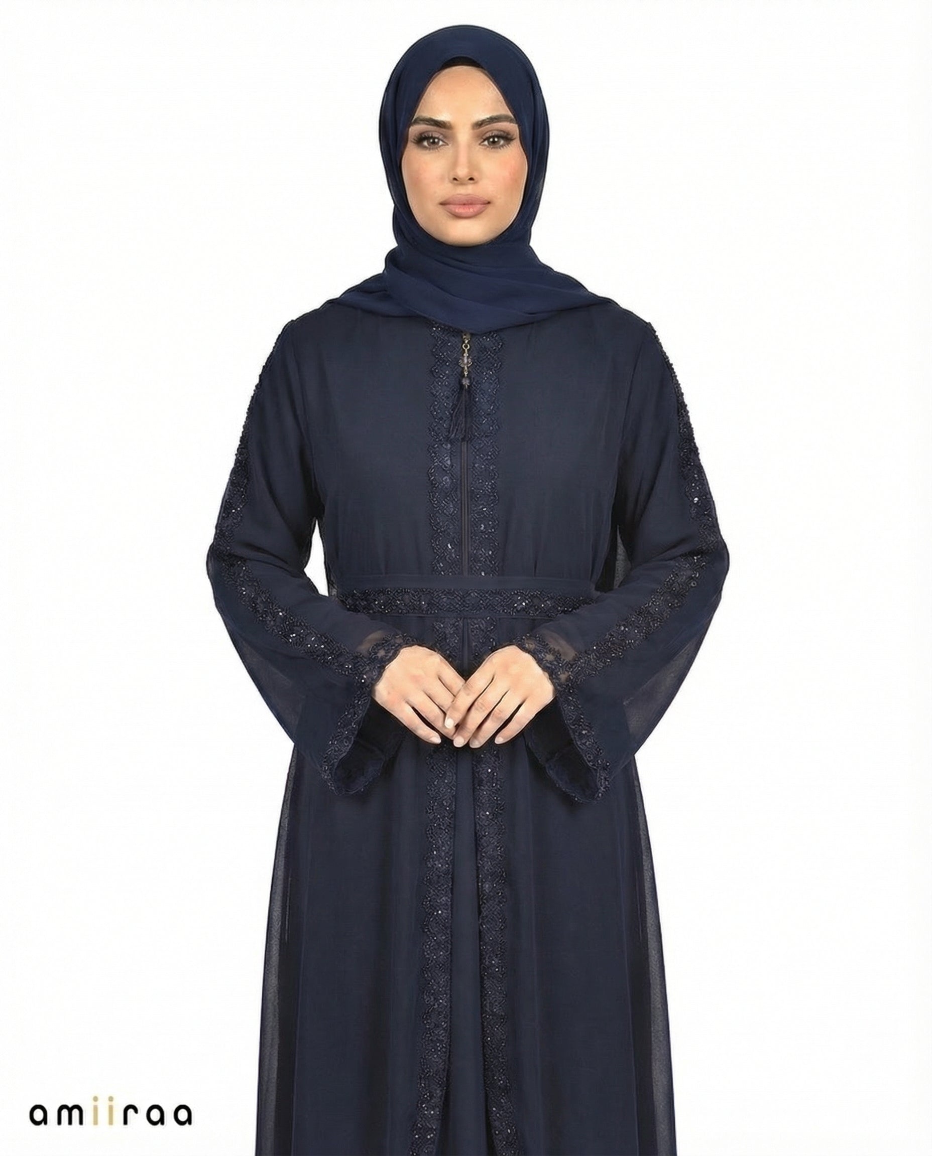 Dark Sapphire Classic Lace Abaya