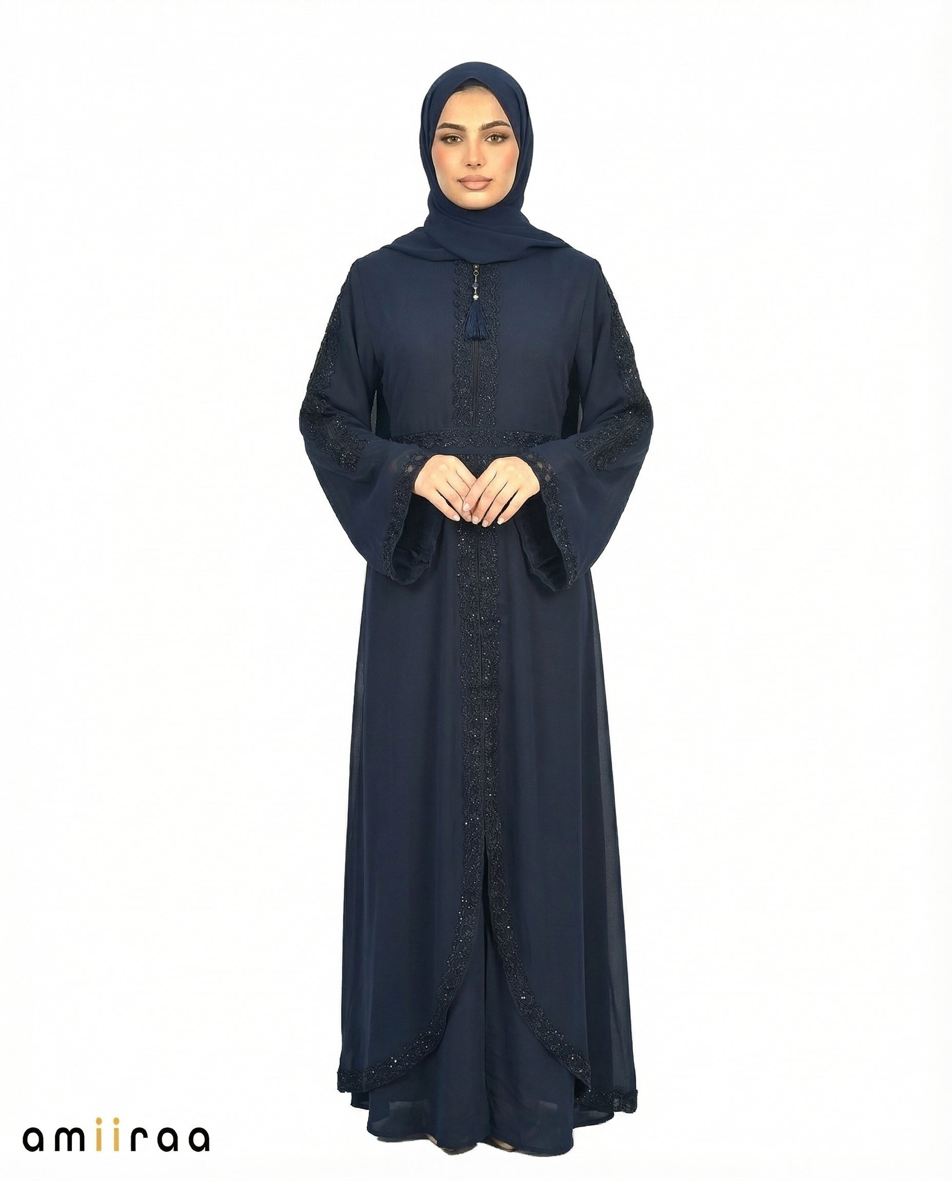 Dark Sapphire Classic Lace Abaya