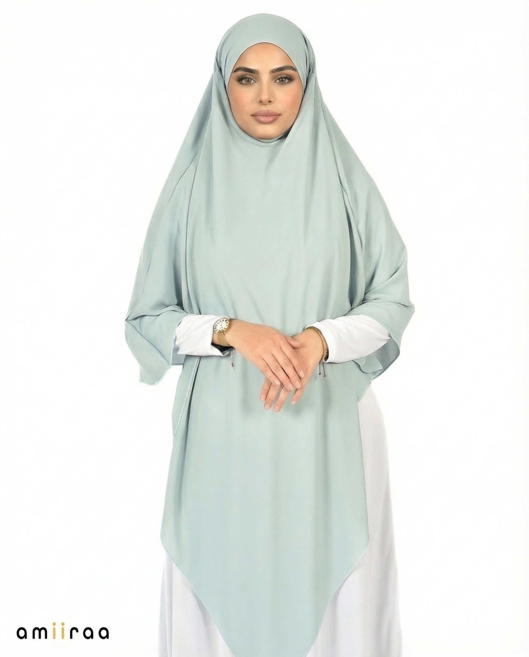 Slate Single Layer Flow Modest Khimar