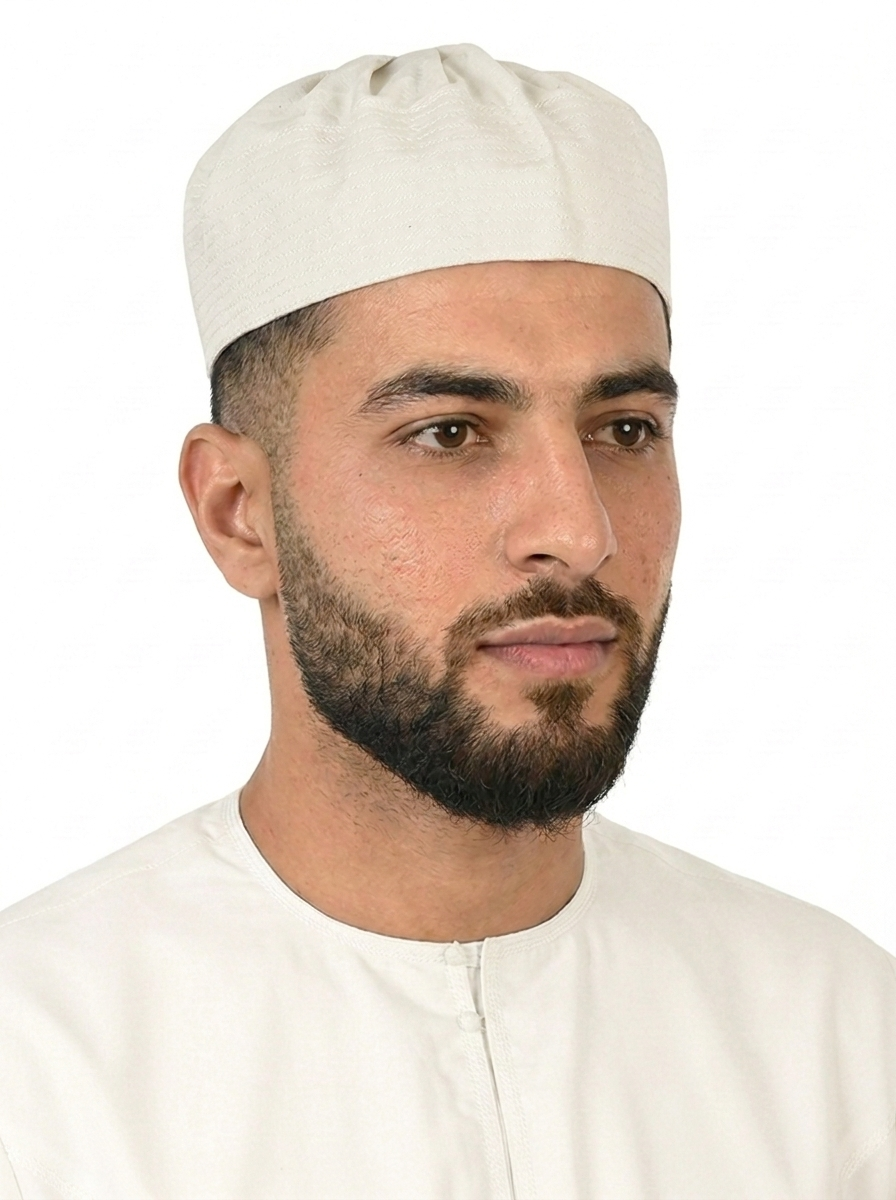 White Indian Textured Fez Cap