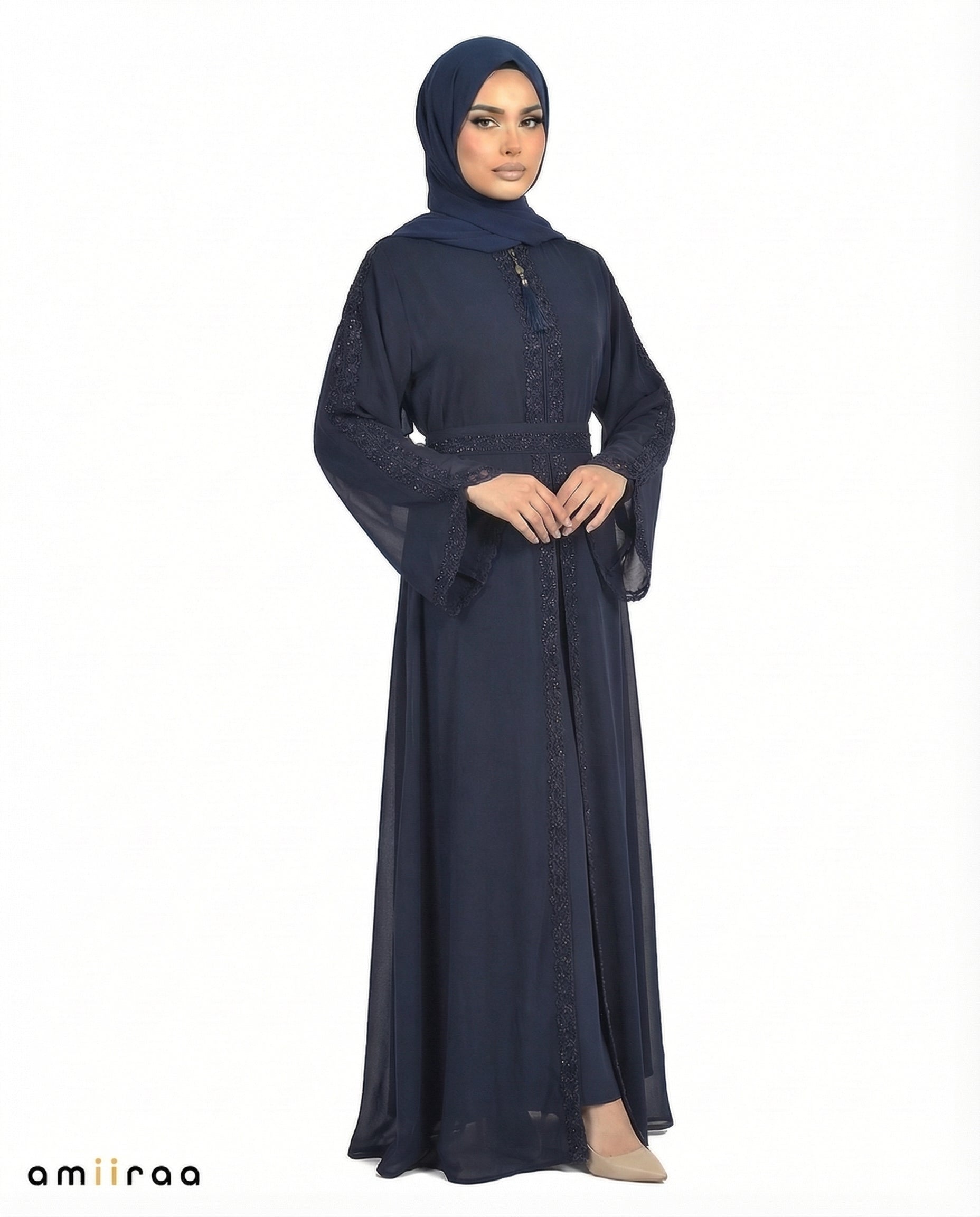 Dark Sapphire Classic Lace Abaya