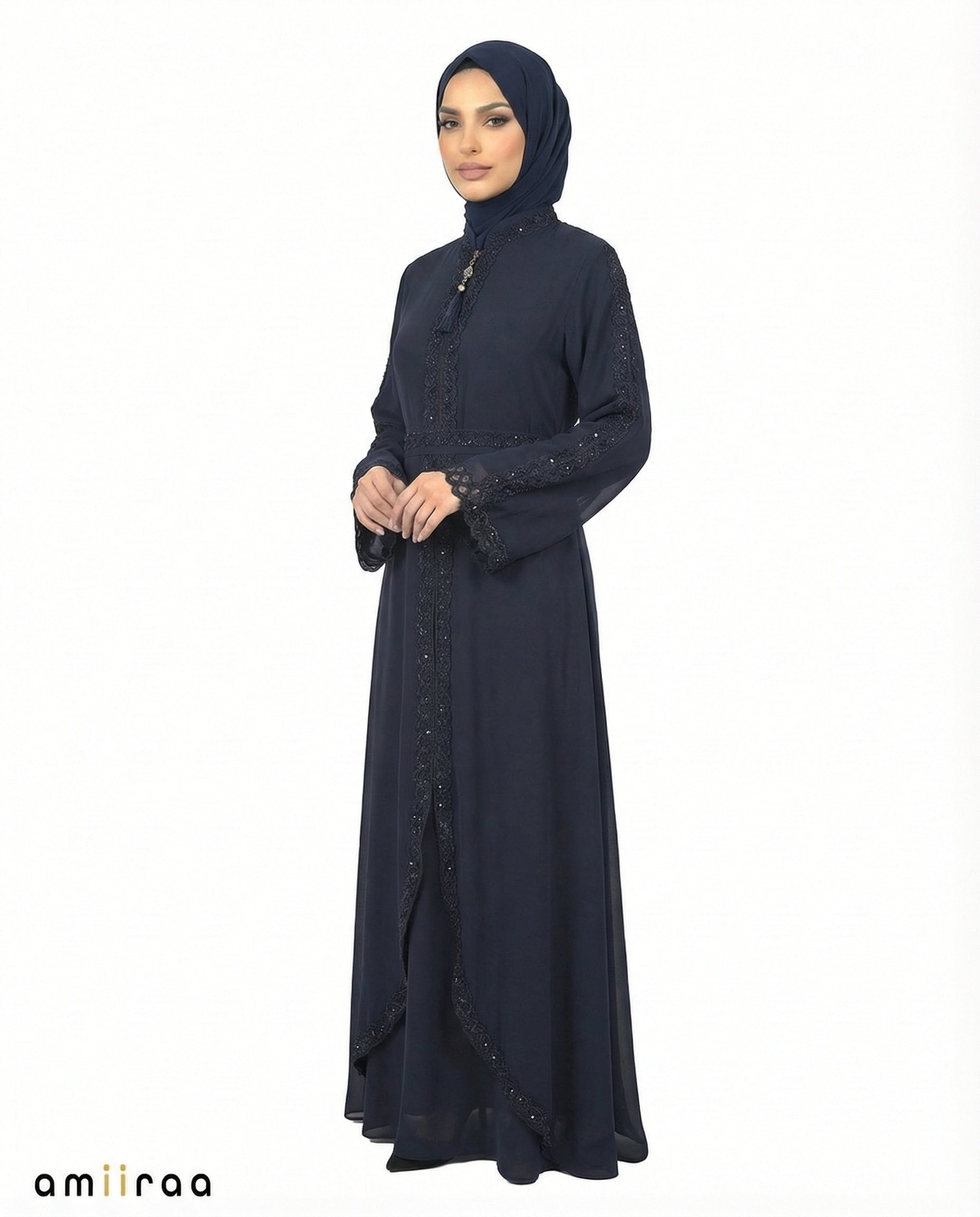 Dark Sapphire Classic Lace Abaya