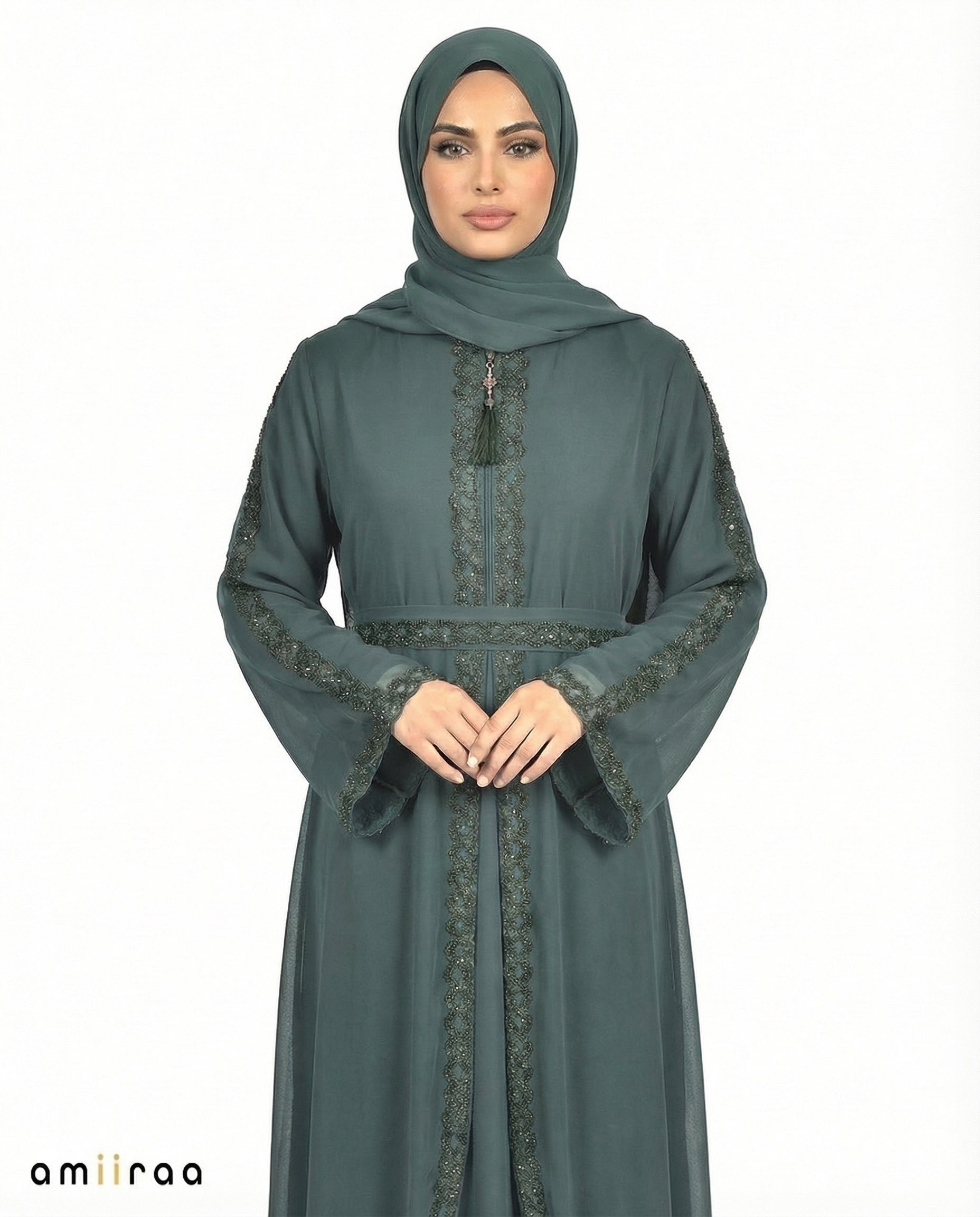 Mallard Green Classic Lace Abaya