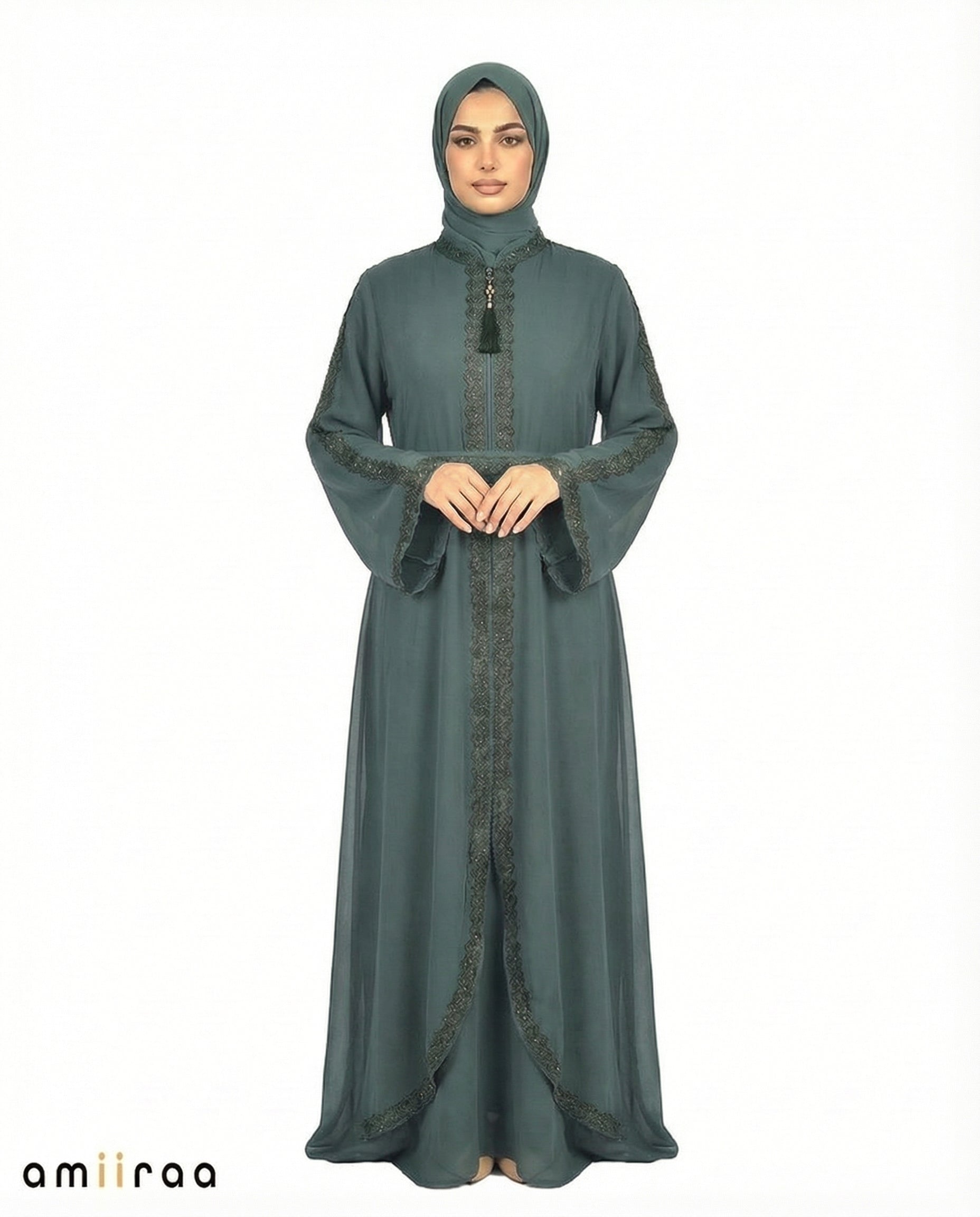 Mallard Green Classic Lace Abaya