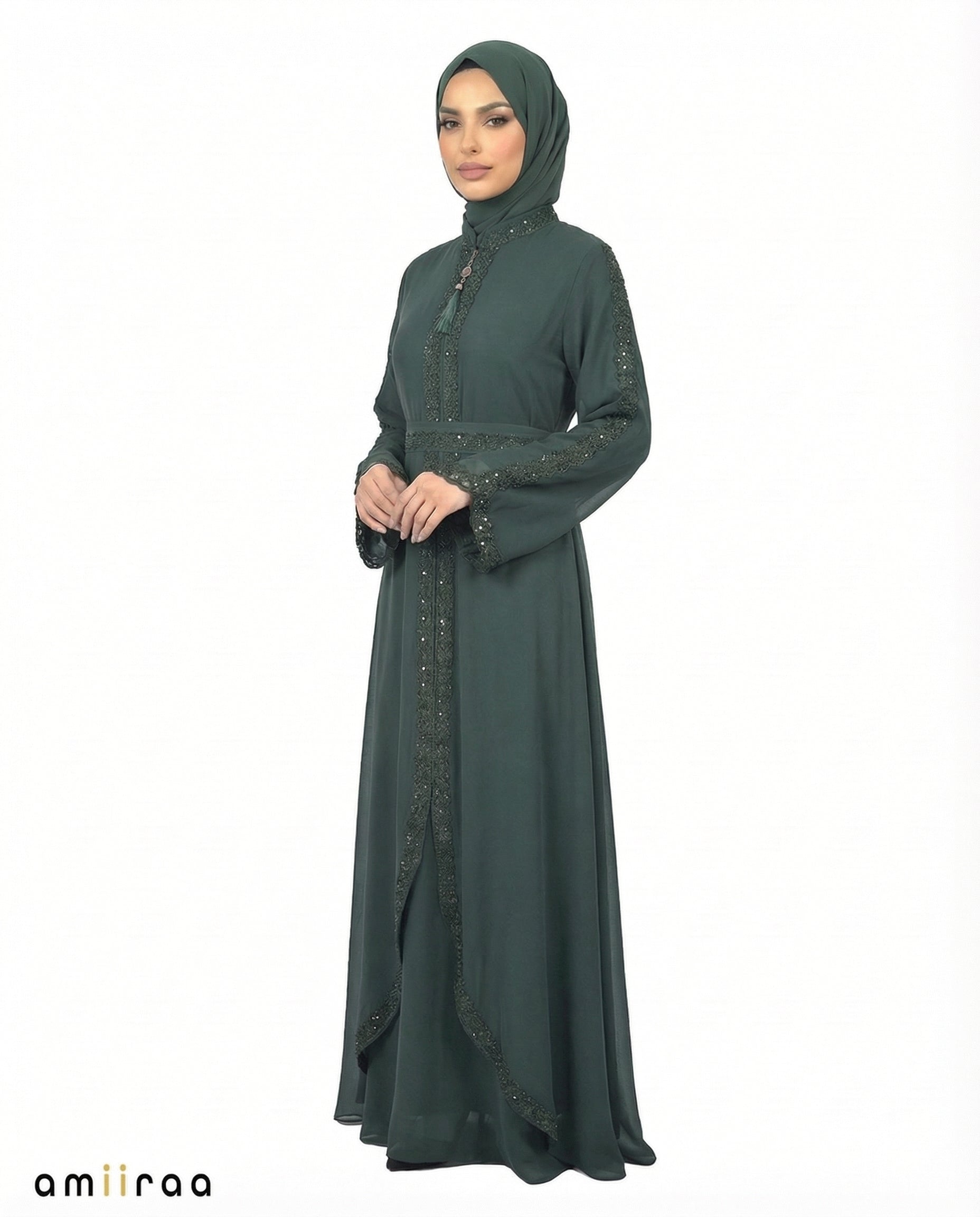 Mallard Green Classic Lace Abaya