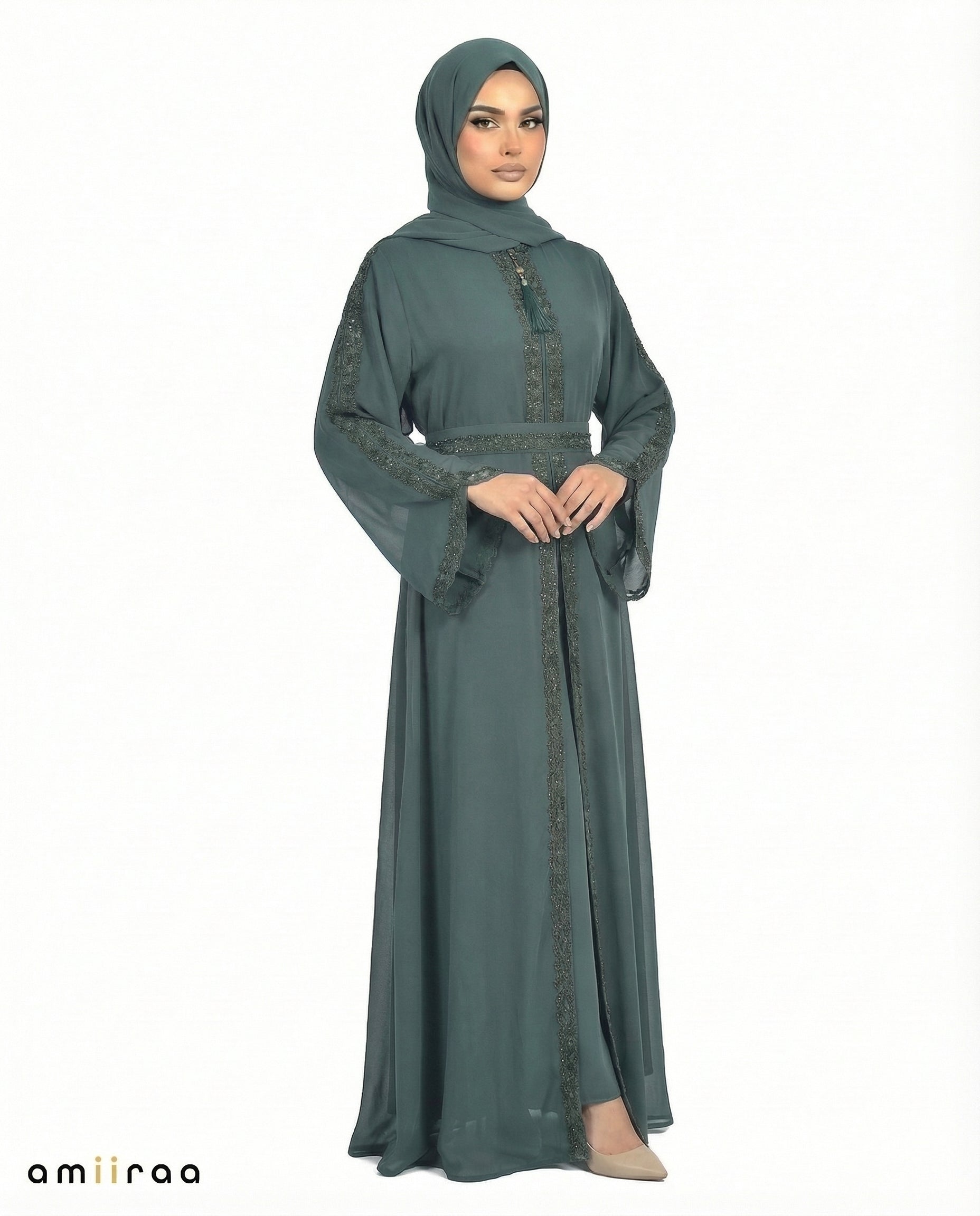 Mallard Green Classic Lace Abaya