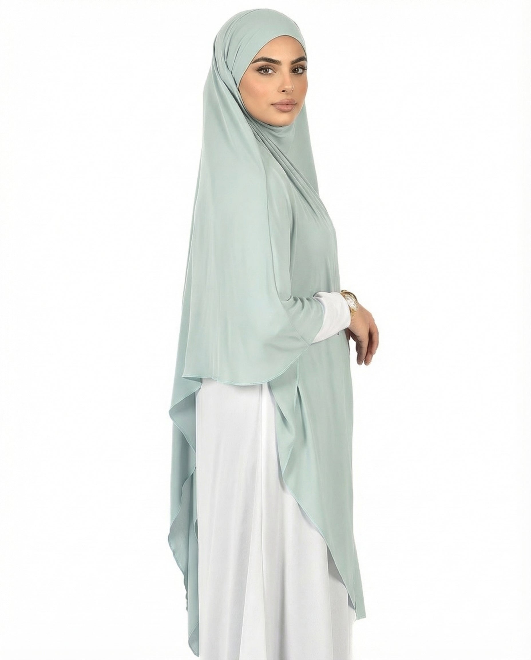 Slate Single Layer Flow Modest Khimar
