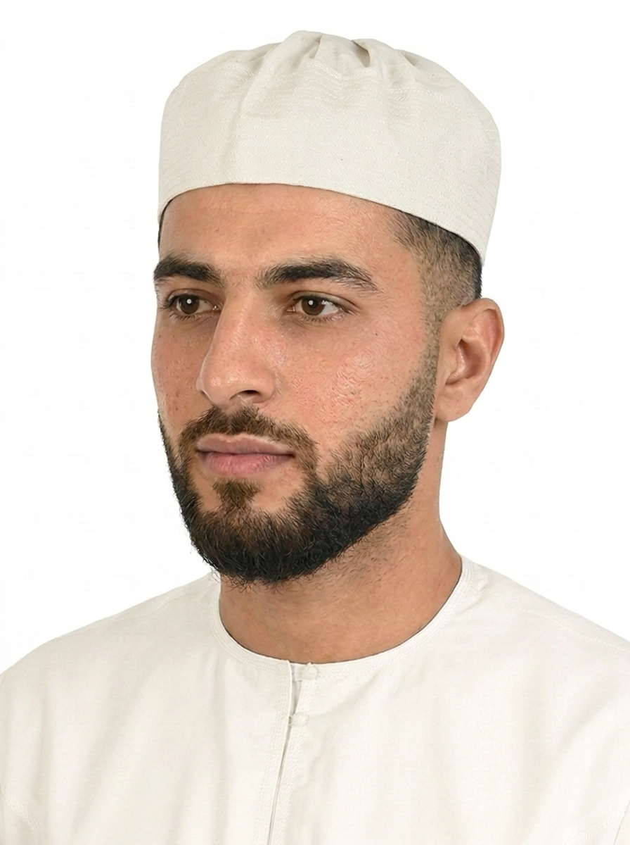White Indian Textured Fez Cap