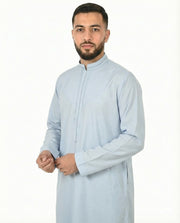 Blue Fog Luxury Contrast Stitch Thobe