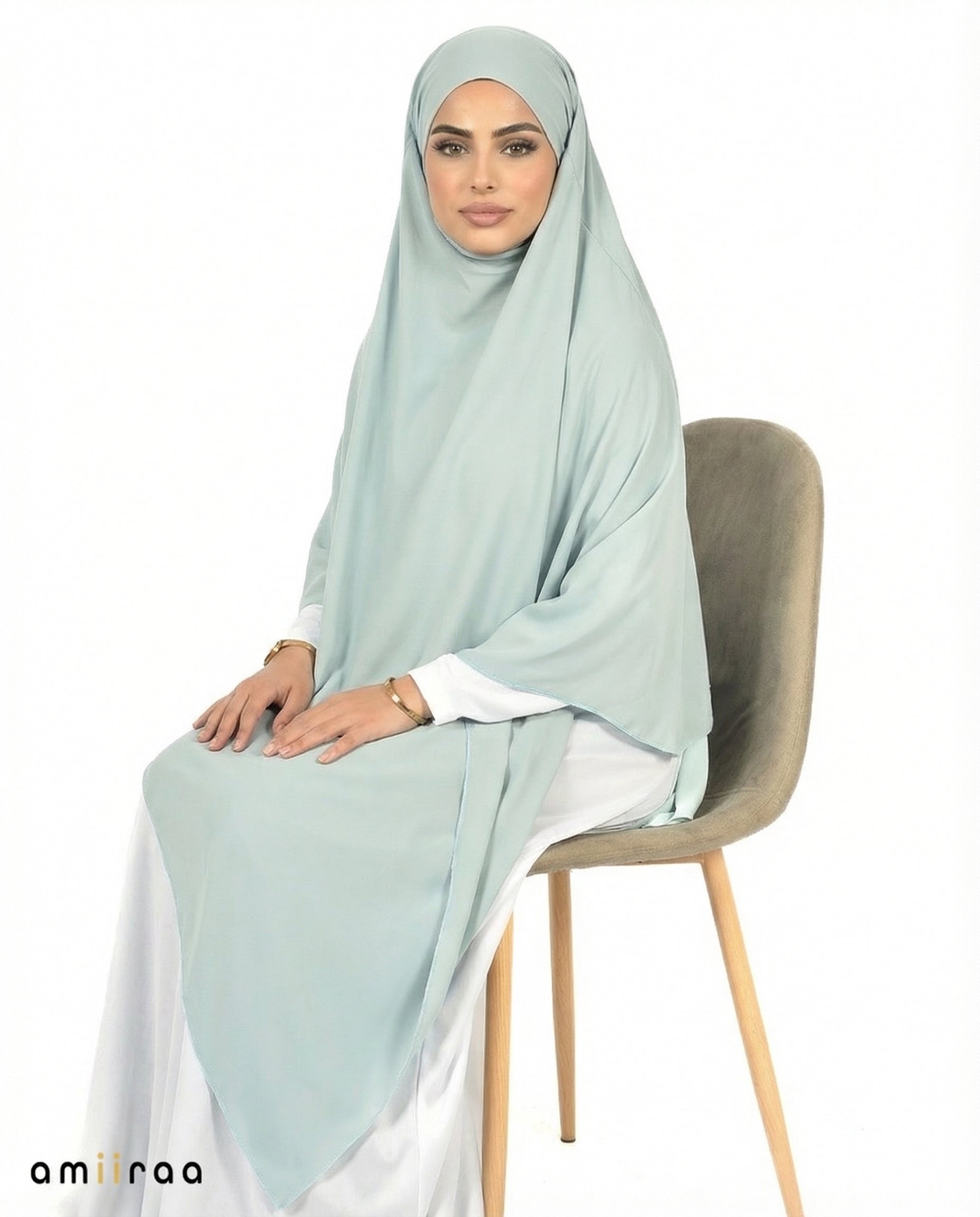 Slate Single Layer Flow Modest Khimar