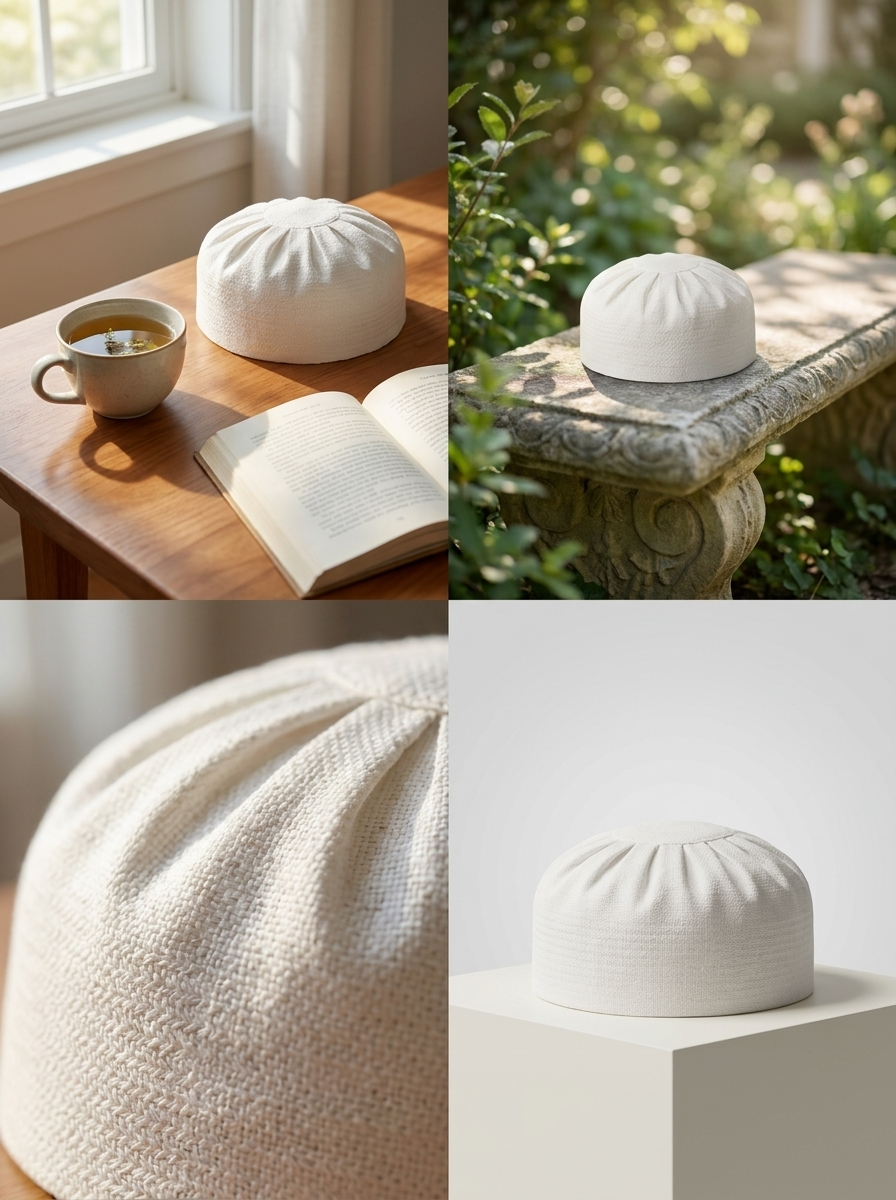White Indian Textured Fez Cap