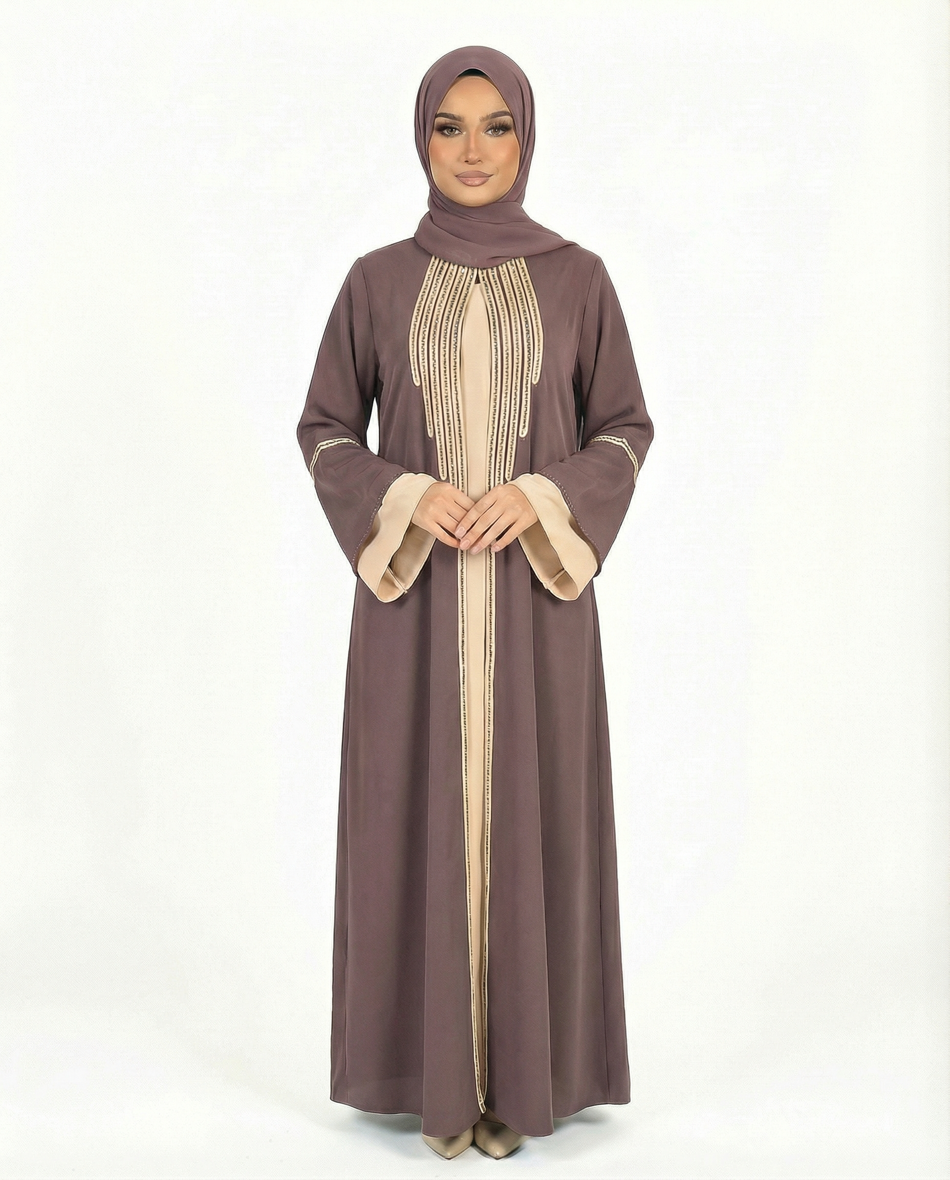 Katalia Style 3 Piece Modest Abaya Set – Plum Truffle