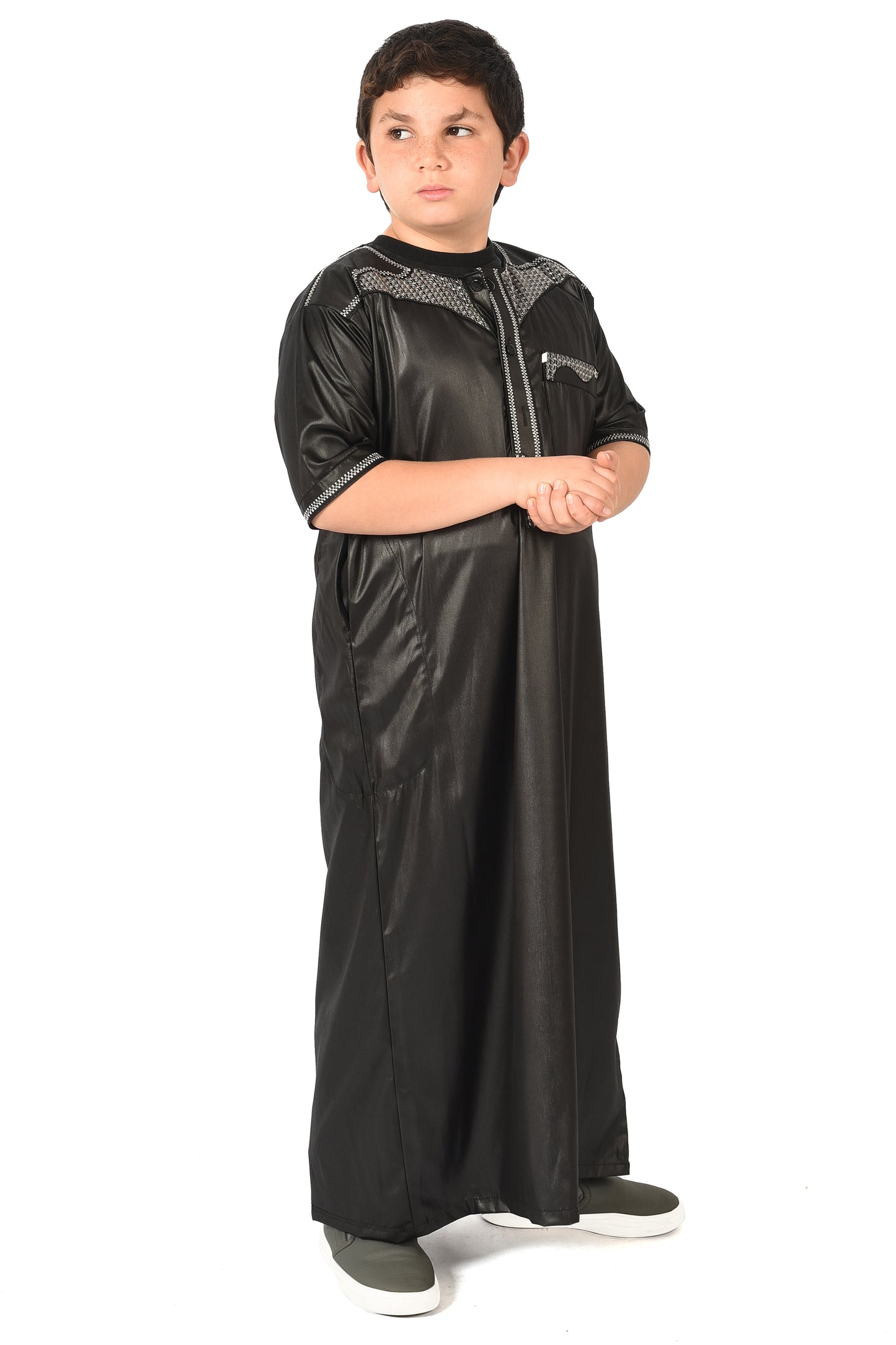 Kids Short Sleeve Sport Thobe - Black