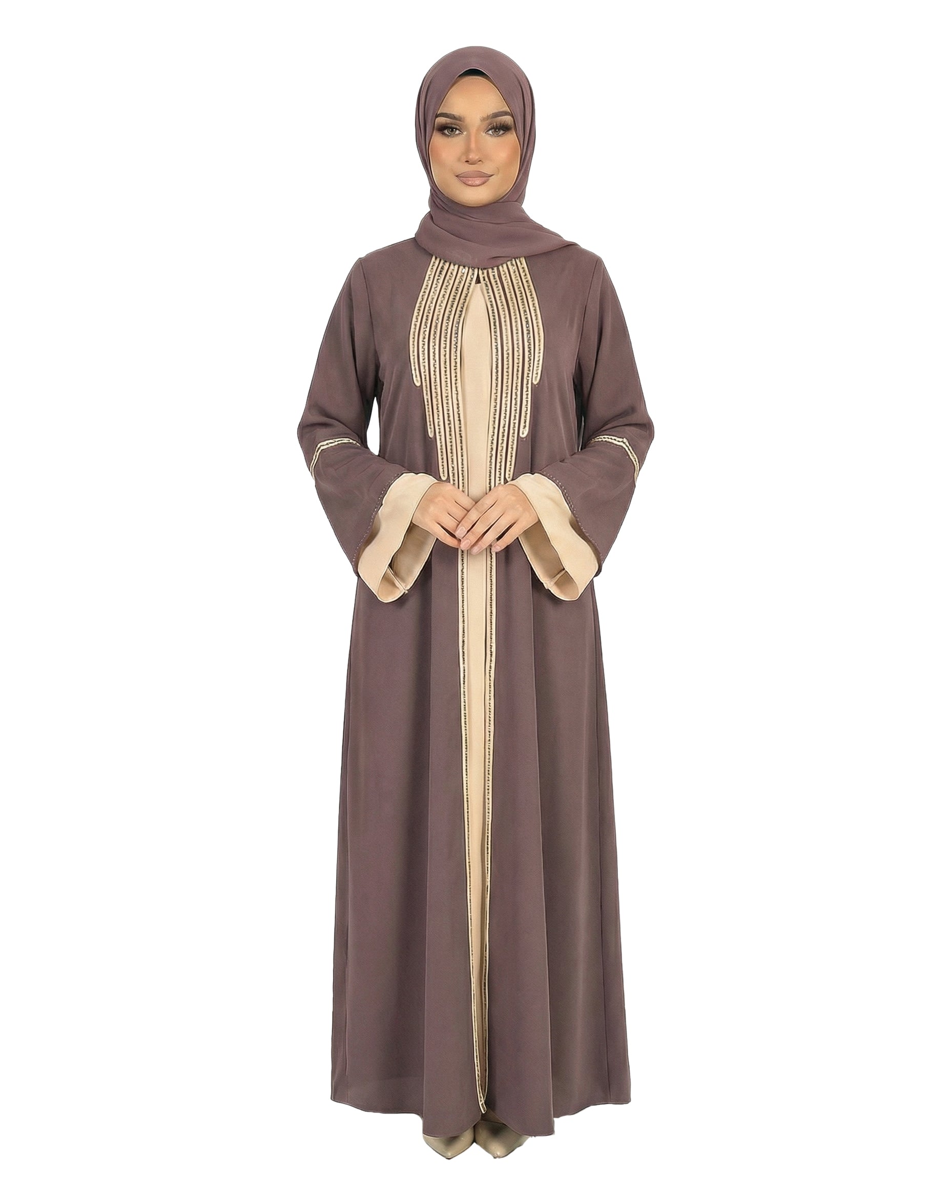 Katalia Style 3 Piece Modest Abaya Set – Plum Truffle