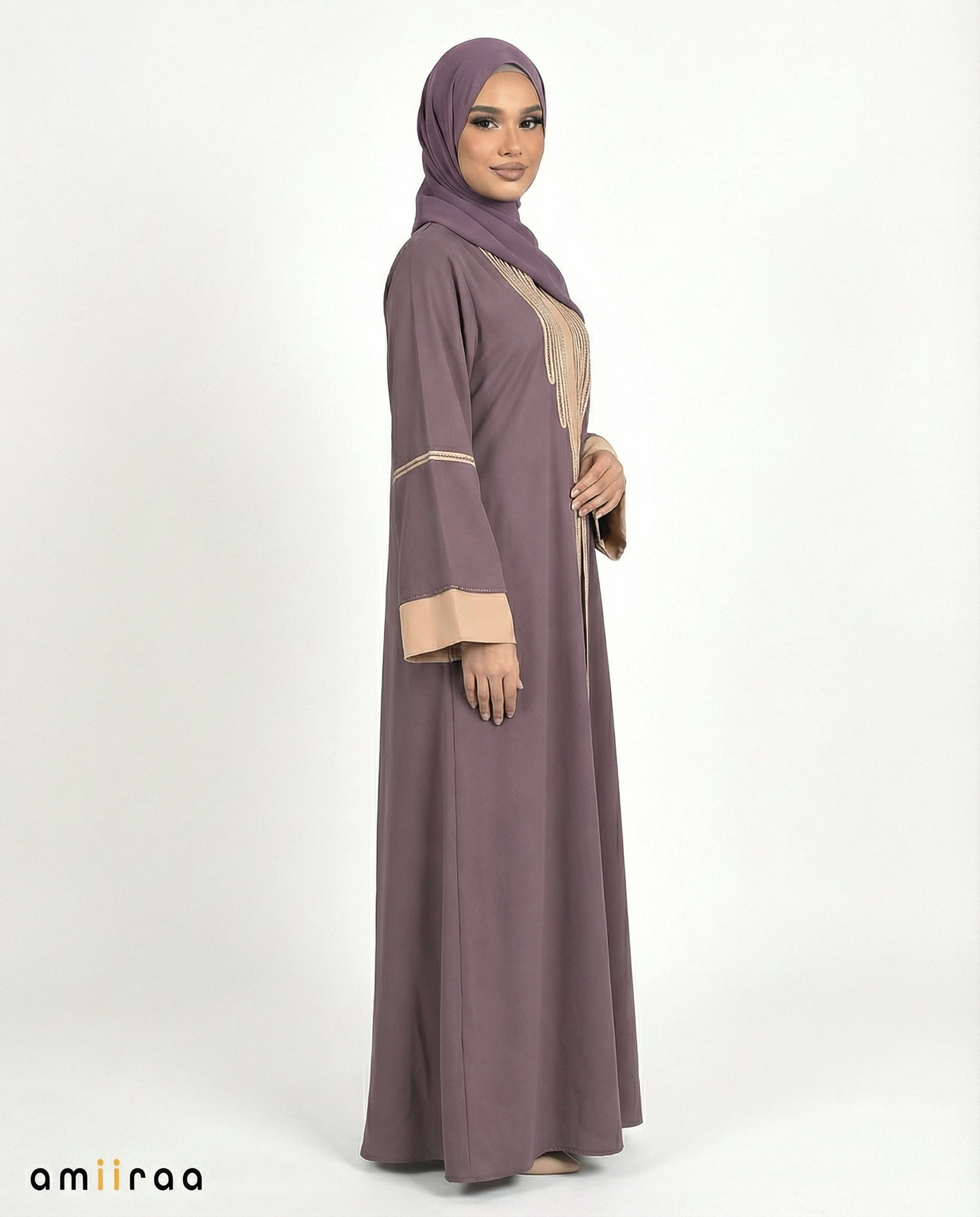 Katalia Style 3 Piece Modest Abaya Set – Plum Truffle