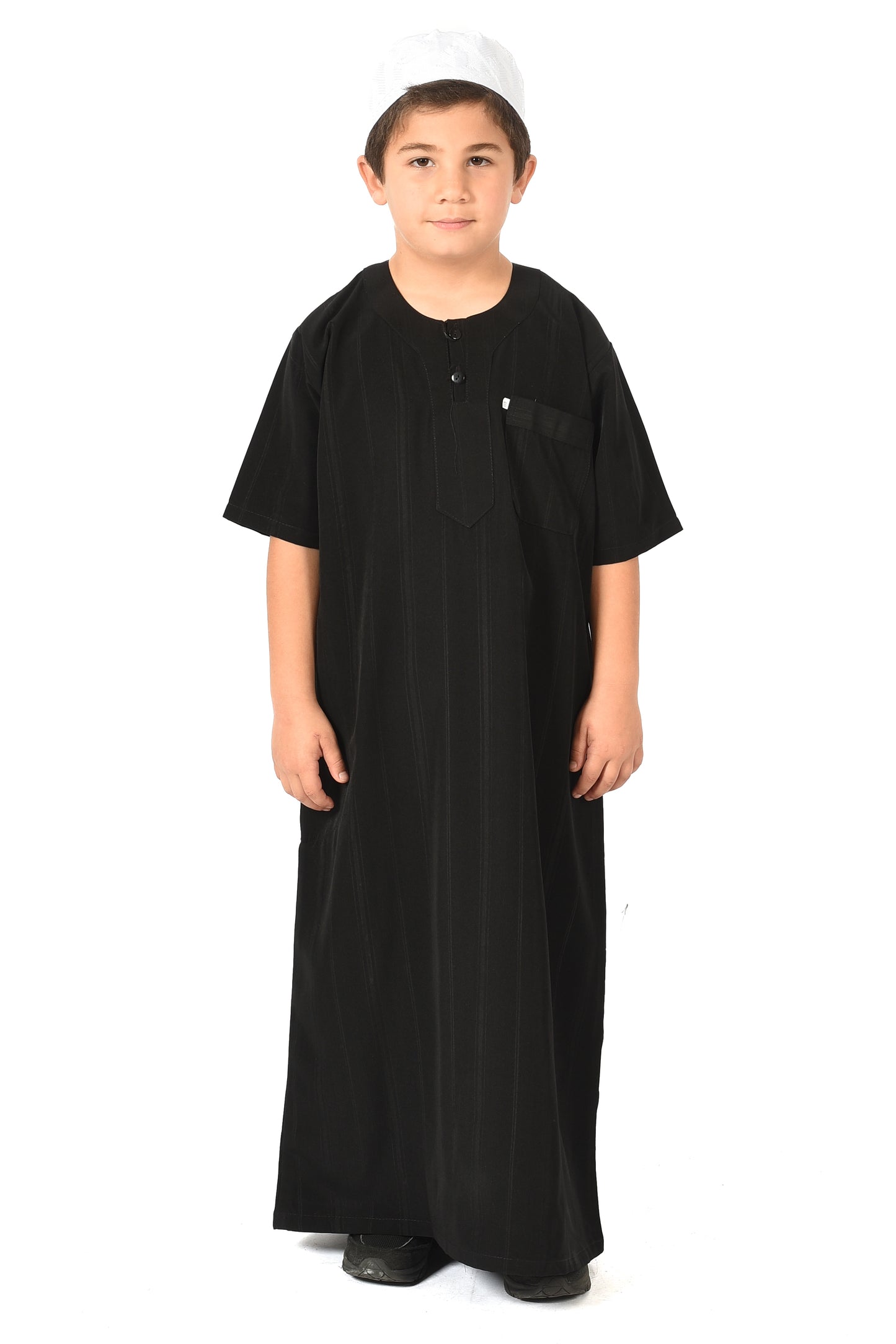 Kids Short Sleeve Thobe - Black