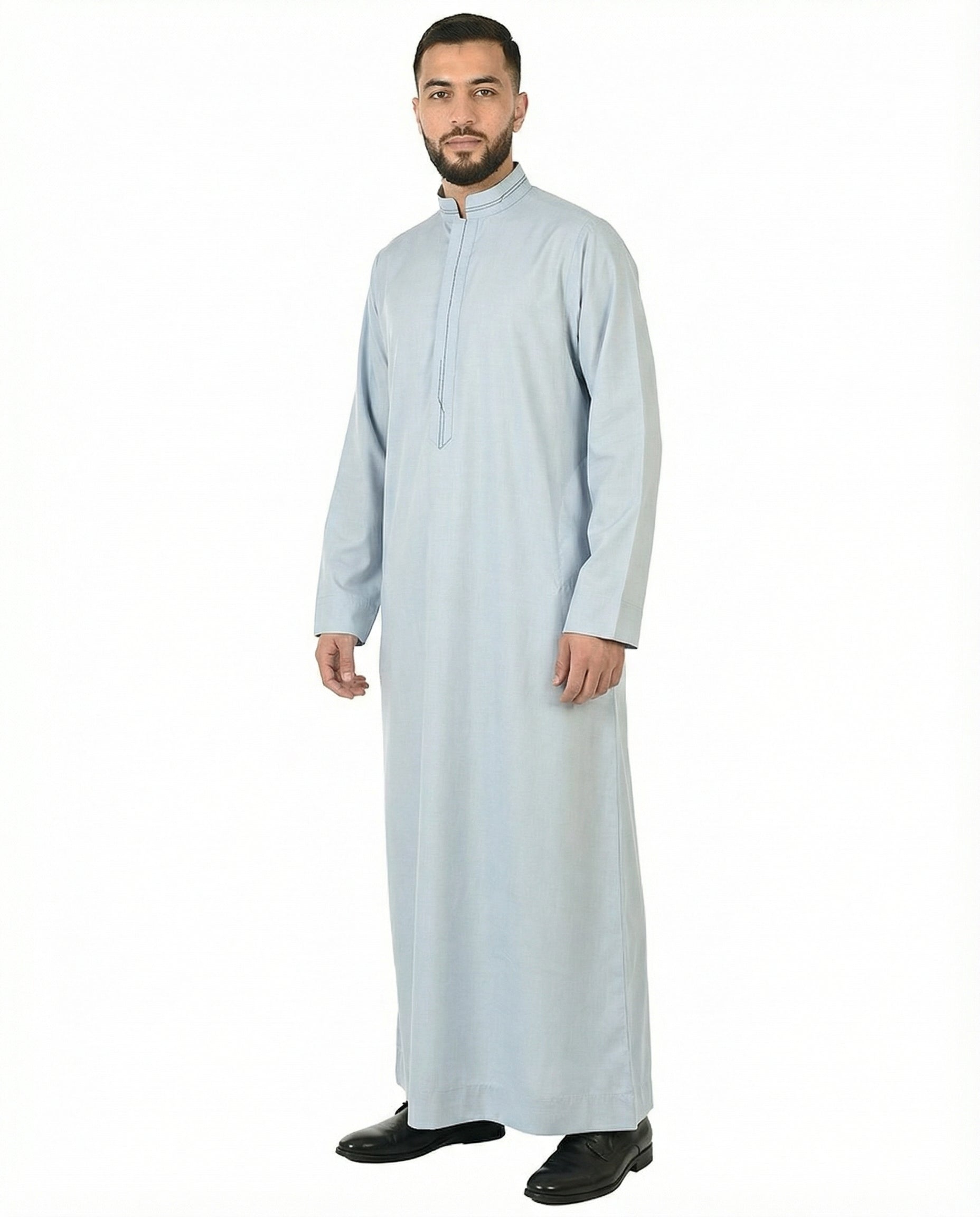 Blue Fog Luxury Contrast Stitch Thobe