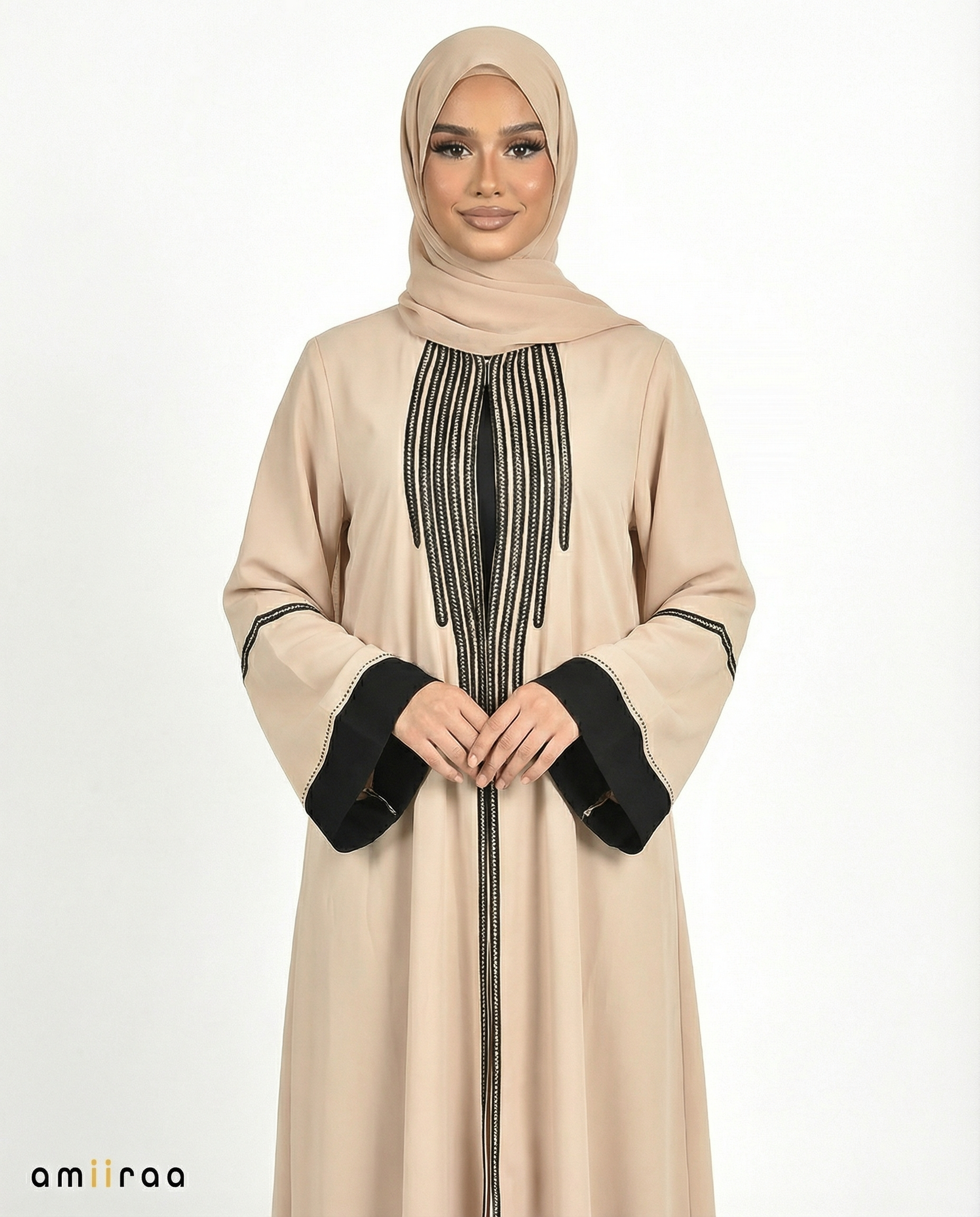 Katalia Style 3 Piece Modest Abaya Set – Cloud Cream