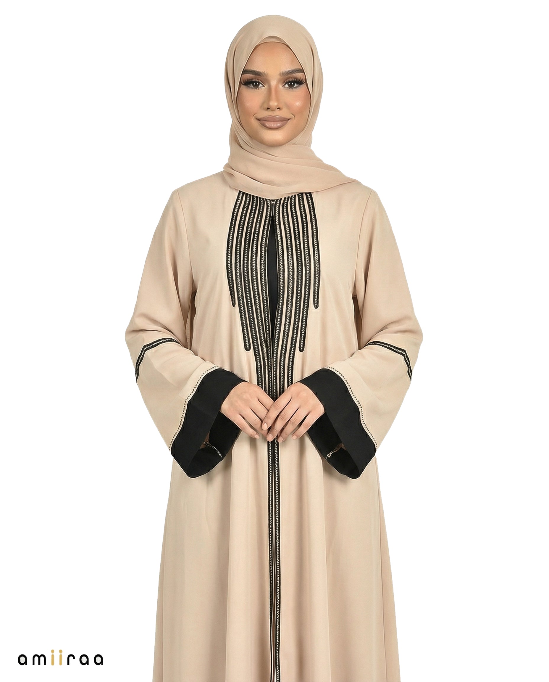 Katalia Style 3 Piece Modest Abaya Set – Cloud Cream
