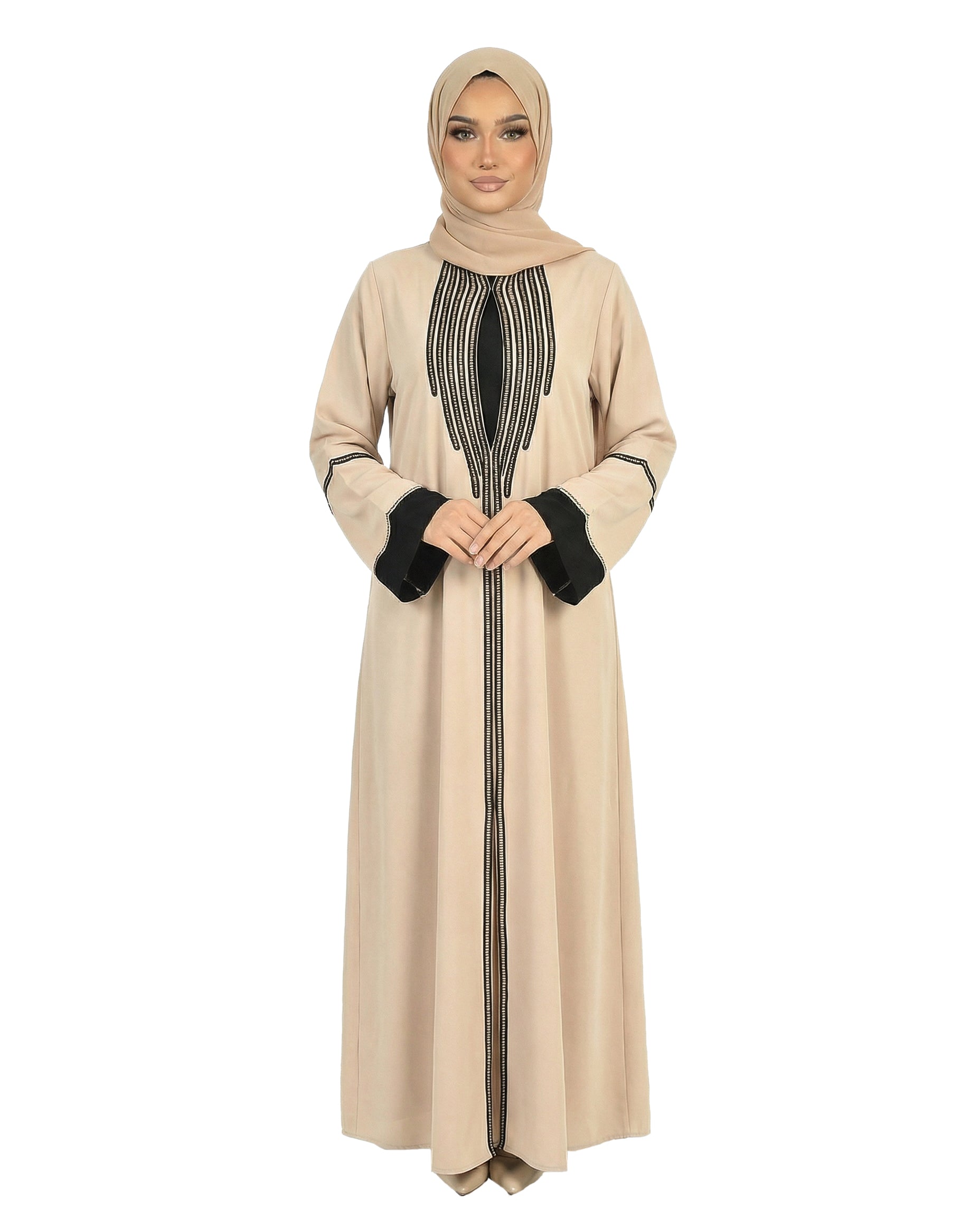 Katalia Style 3 Piece Modest Abaya Set – Cloud Cream