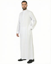 Brilliant White Luxury Contrast Stitch Thobe