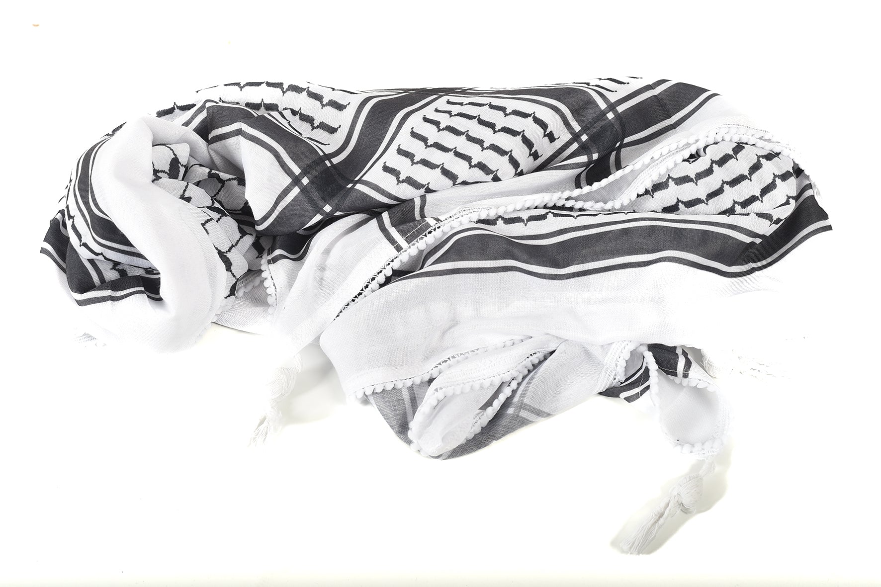 Black Beauty Keffiyeh Pattern Tassel Scarf