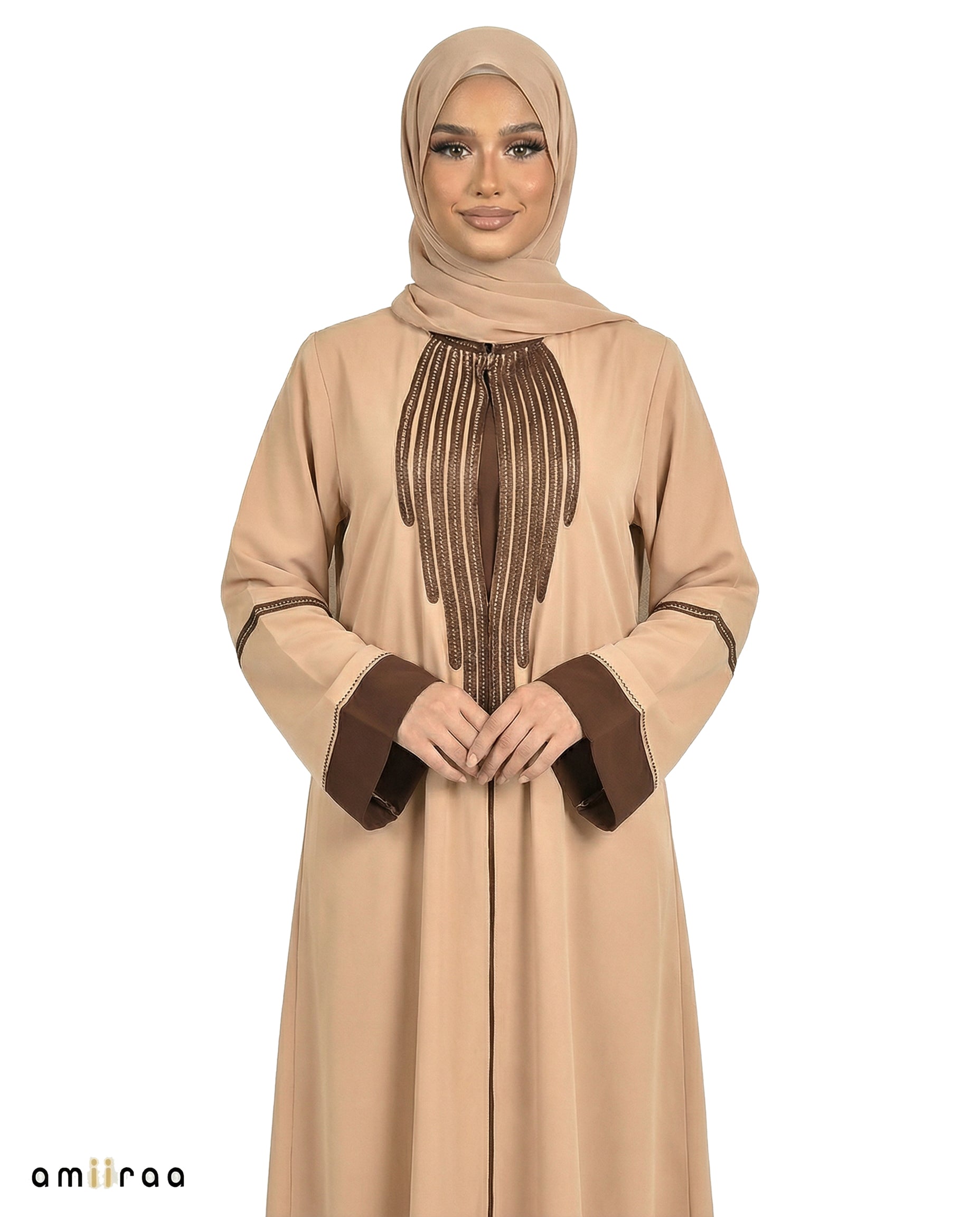 Katalia Style 3 Piece Modest Abaya Set – Desert Taupe