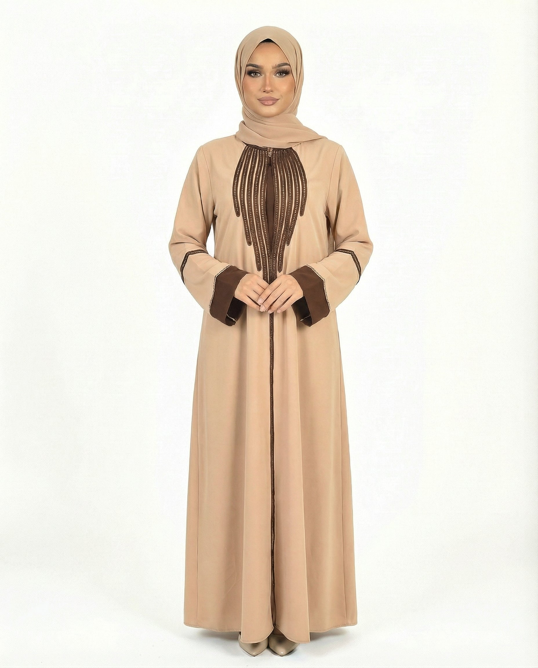 Katalia Style 3 Piece Modest Abaya Set – Desert Taupe