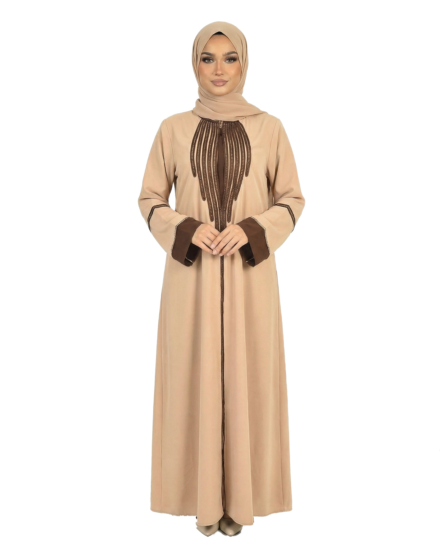 Katalia Style 3 Piece Modest Abaya Set – Desert Taupe