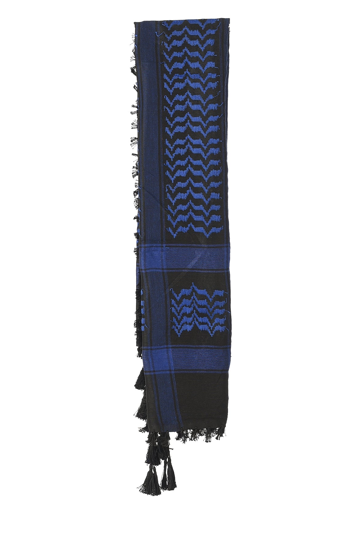 Moroccan Blue Keffiyeh Pattern Tassel Scarf
