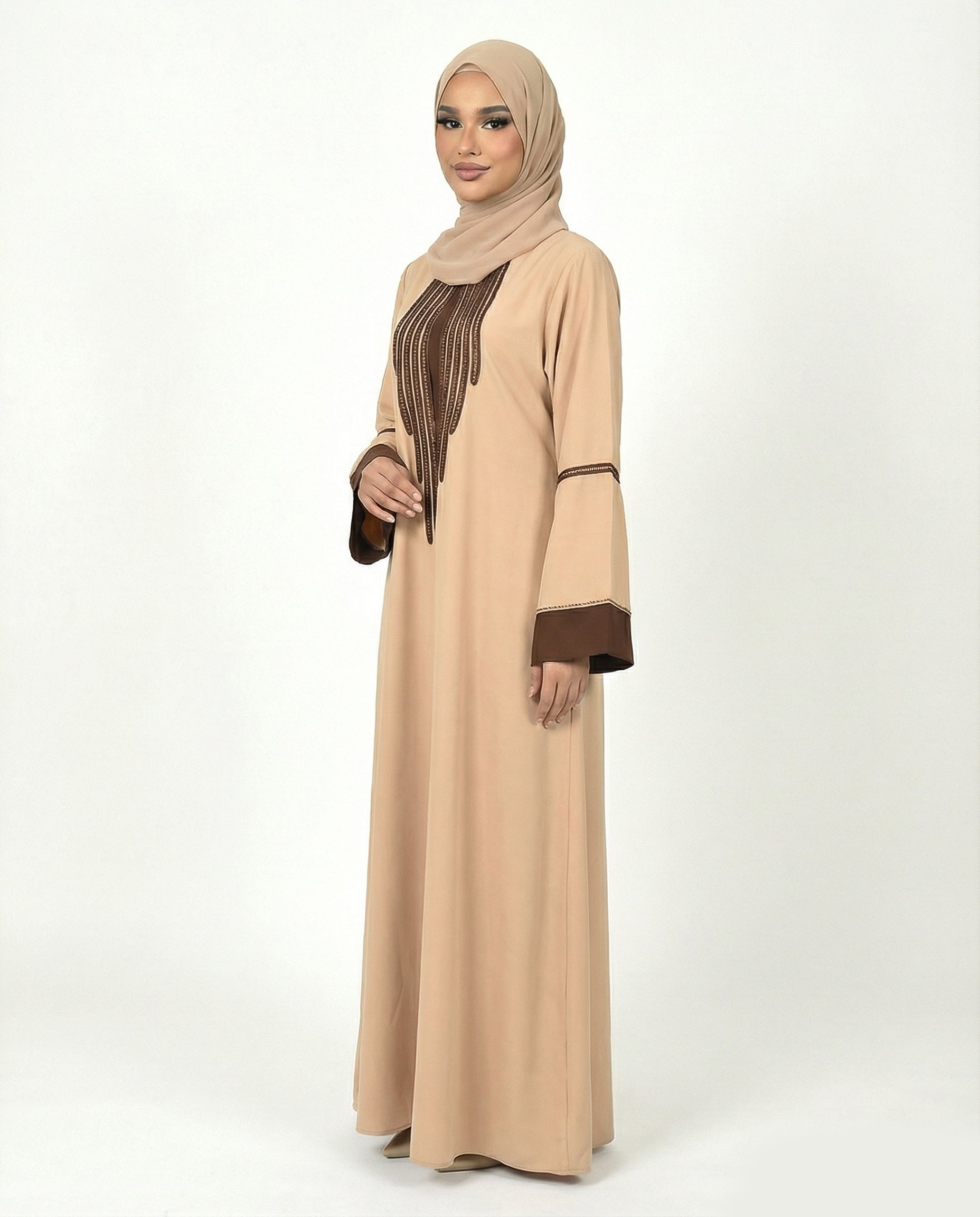 Katalia Style 3 Piece Modest Abaya Set – Desert Taupe