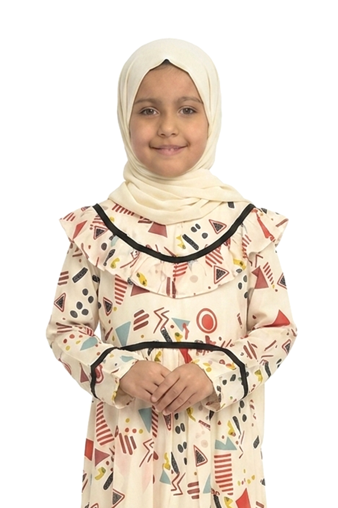 Chili Girls Abstract Print Frill Maxi Dress