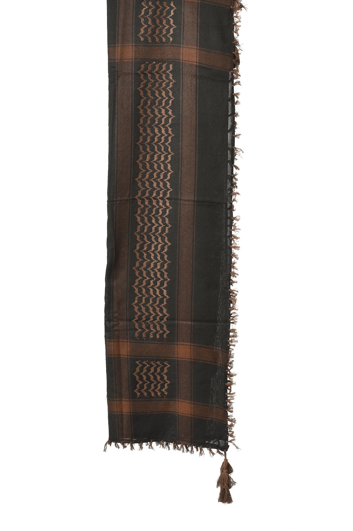 Russet Brown Keffiyeh Pattern Tassel Scarf
