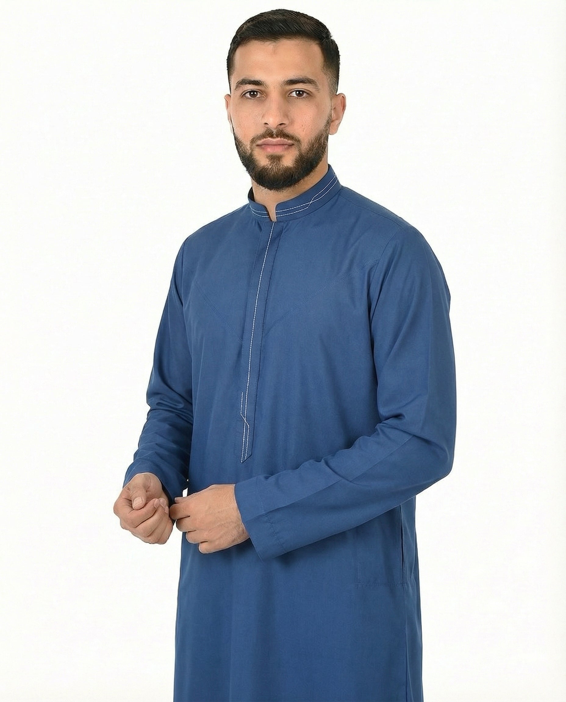 Twilight Blue Luxury Contrast Stitch Thobe