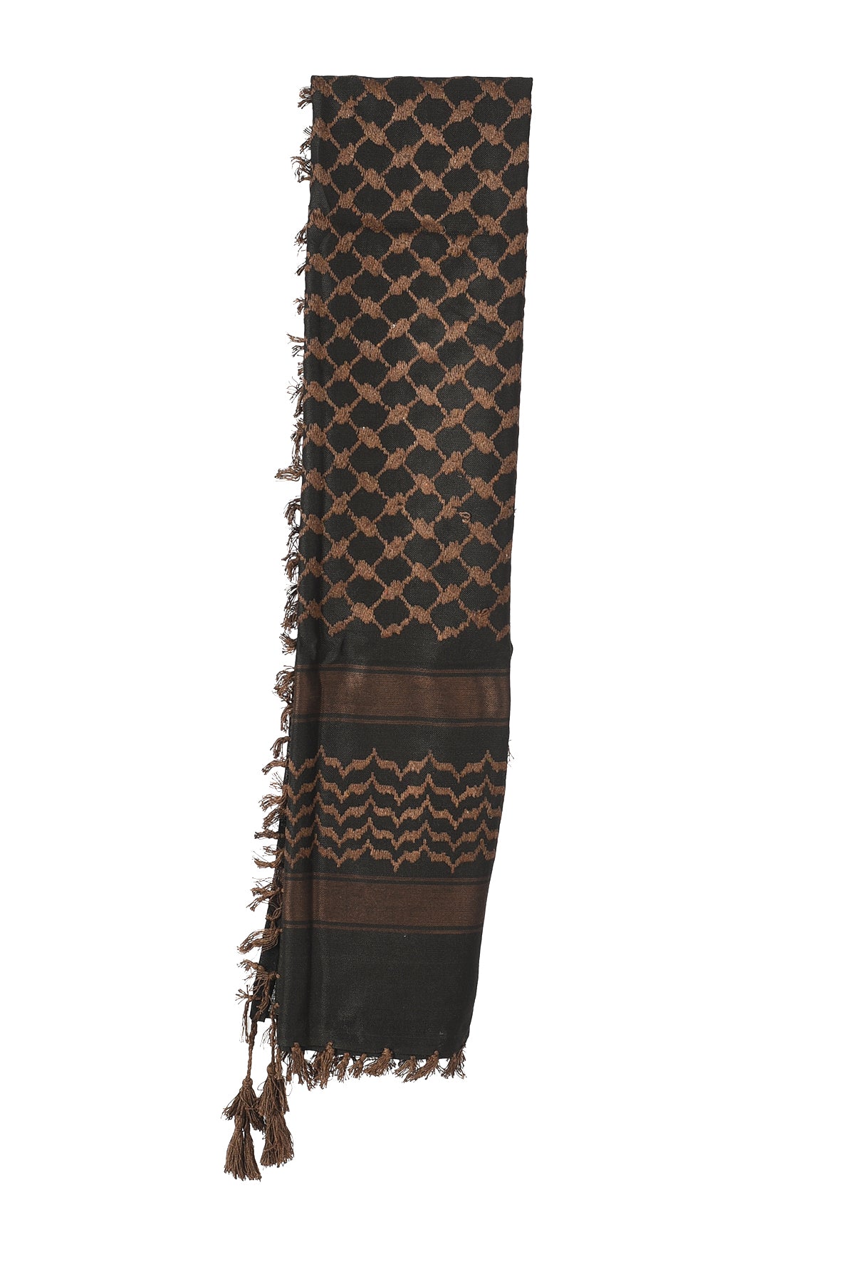 Russet Brown Keffiyeh Pattern Tassel Scarf