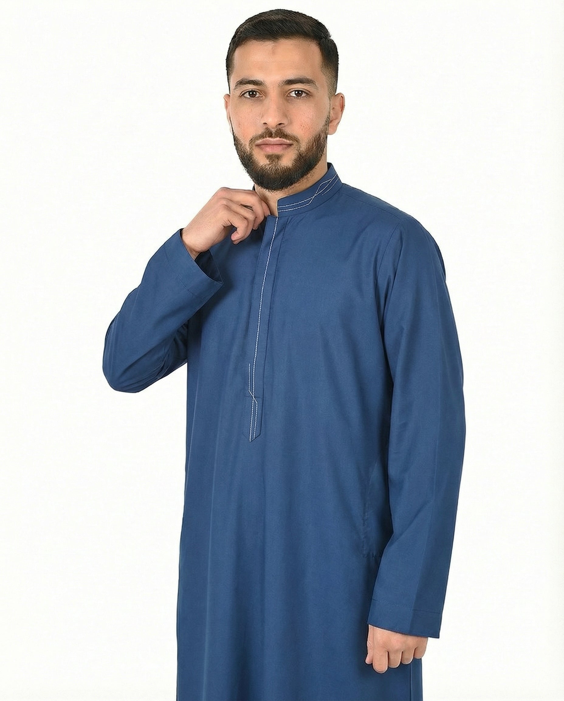 Twilight Blue Luxury Contrast Stitch Thobe