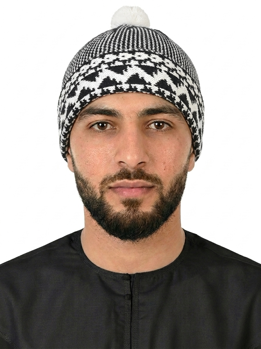 Black & White Pattern Wool Winter Cap
