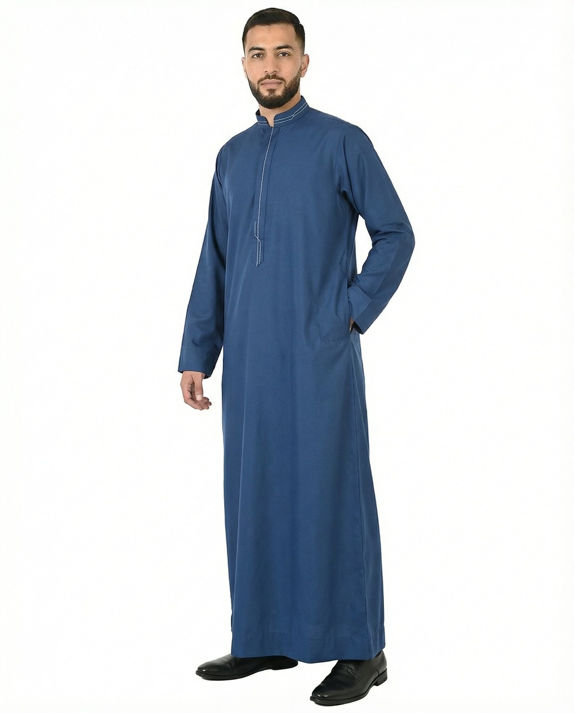 Twilight Blue Luxury Contrast Stitch Thobe