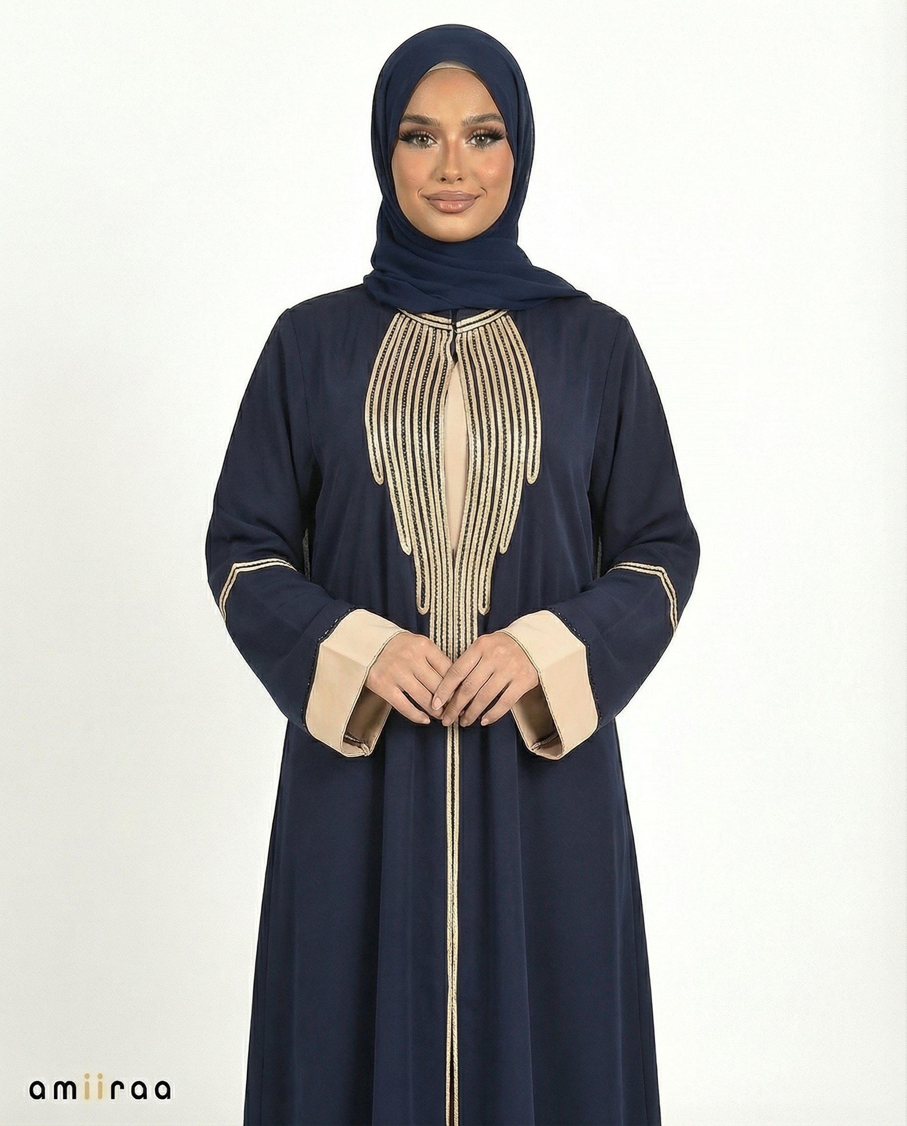 Katalia Style 3 Piece Modest Abaya Set – Dark Sapphire