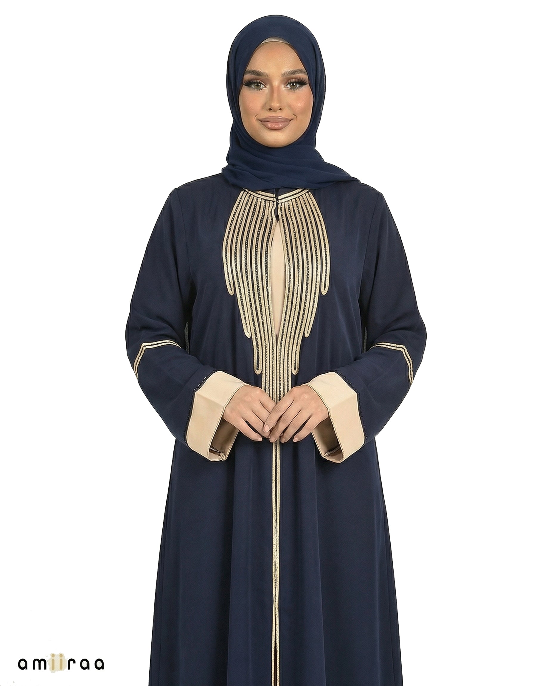 Katalia Style 3 Piece Modest Abaya Set – Dark Sapphire