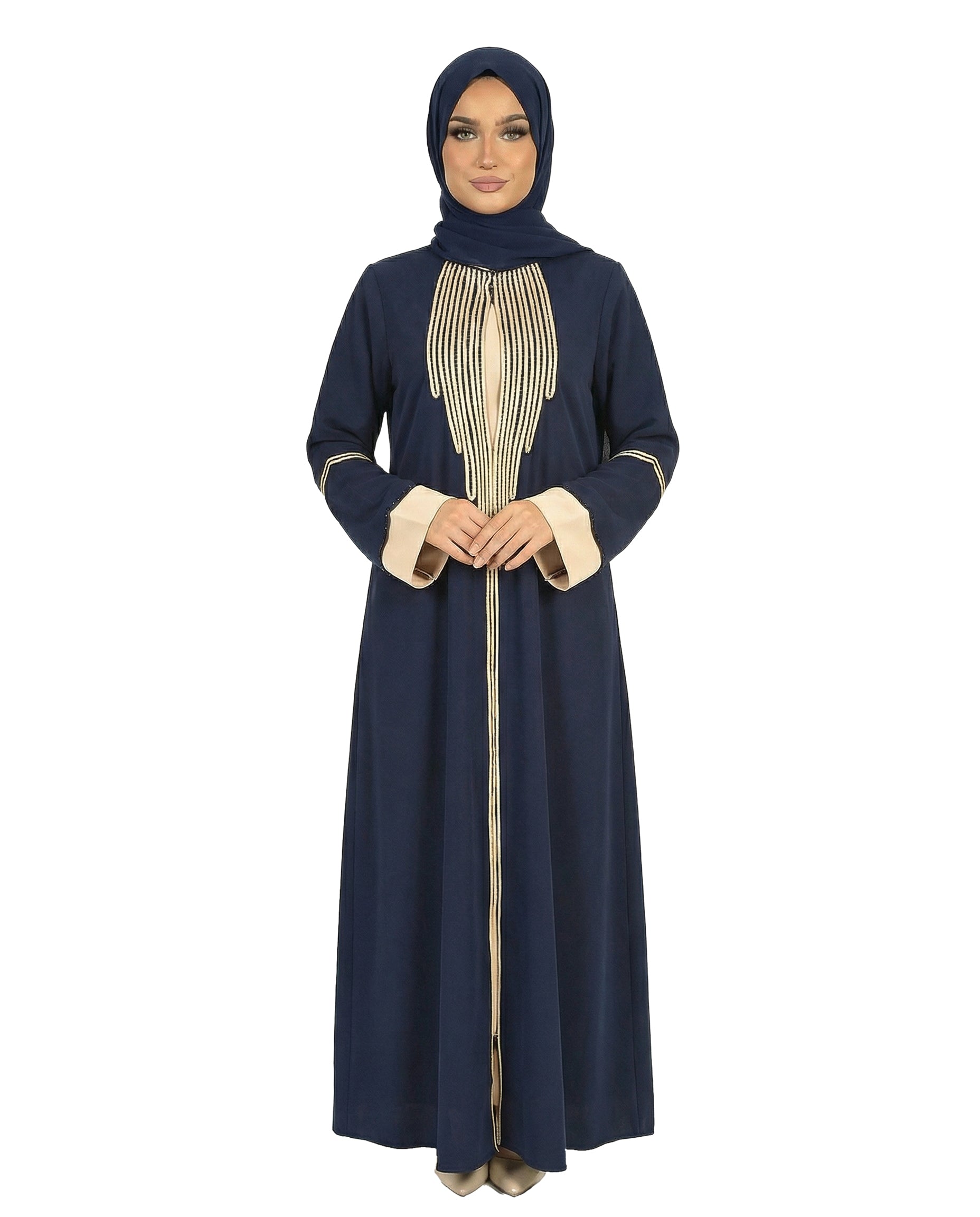 Katalia Style 3 Piece Modest Abaya Set – Dark Sapphire