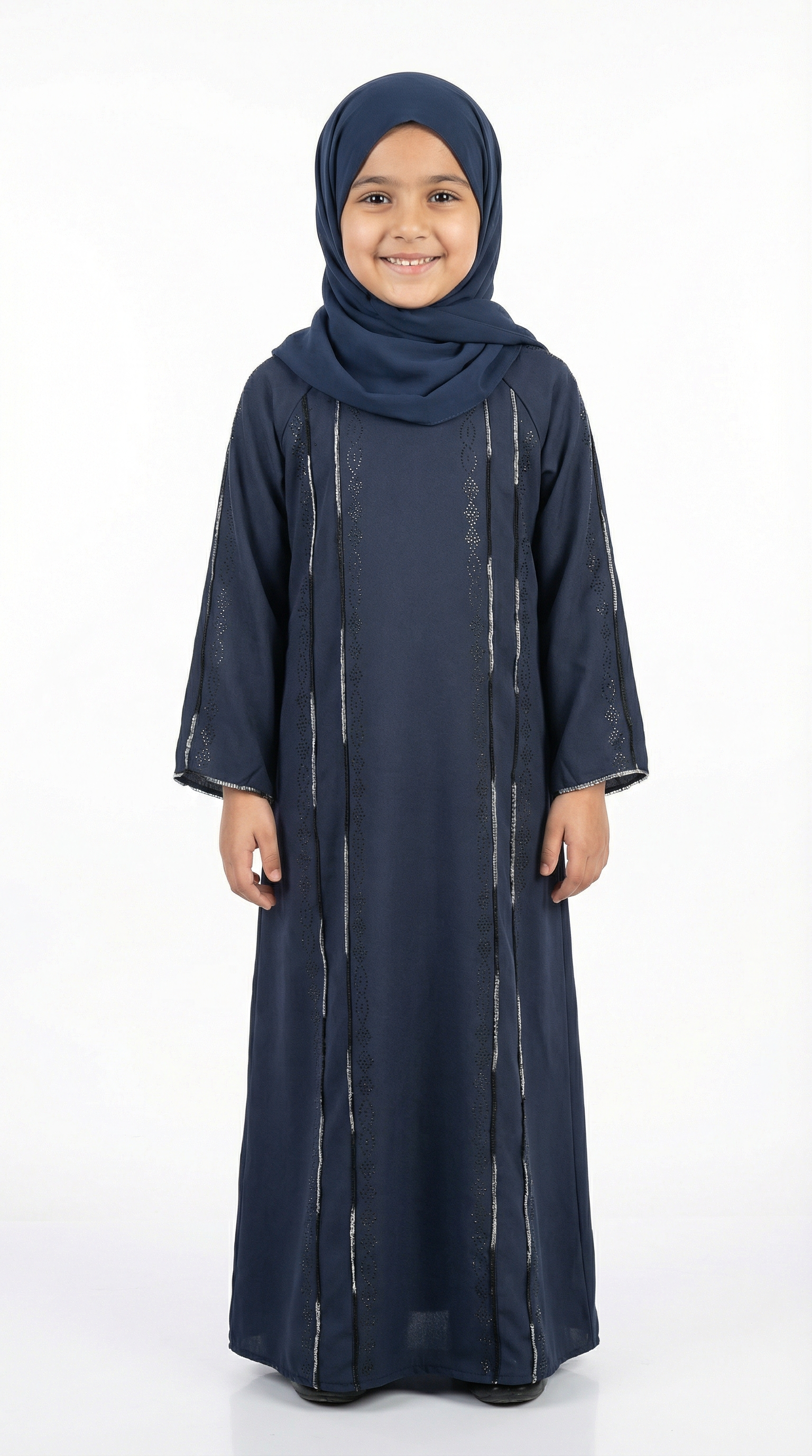 Dress Blue Girls Stone Embellished Modest Abaya