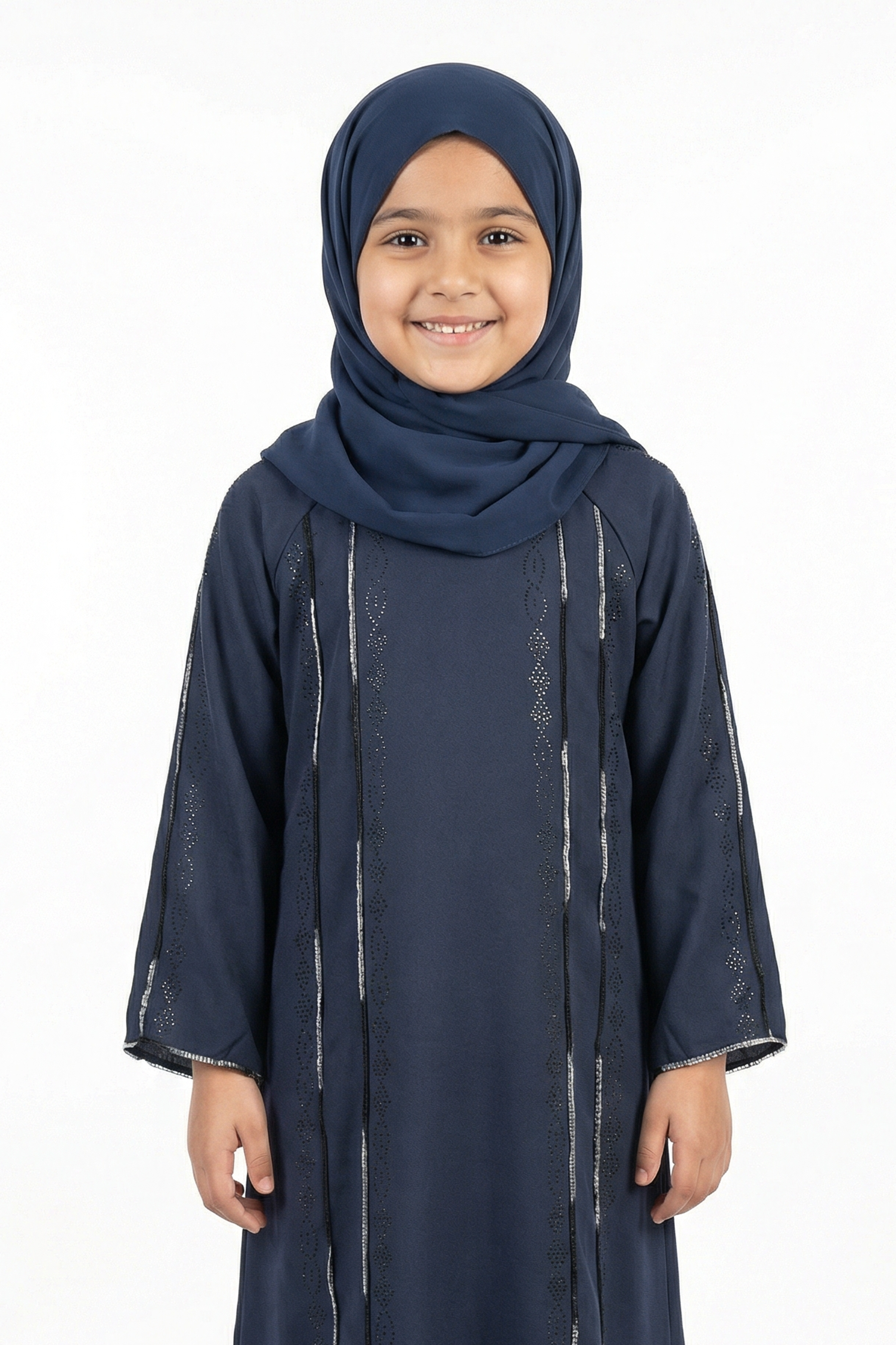 Dress Blue Girls Stone Embellished Modest Abaya