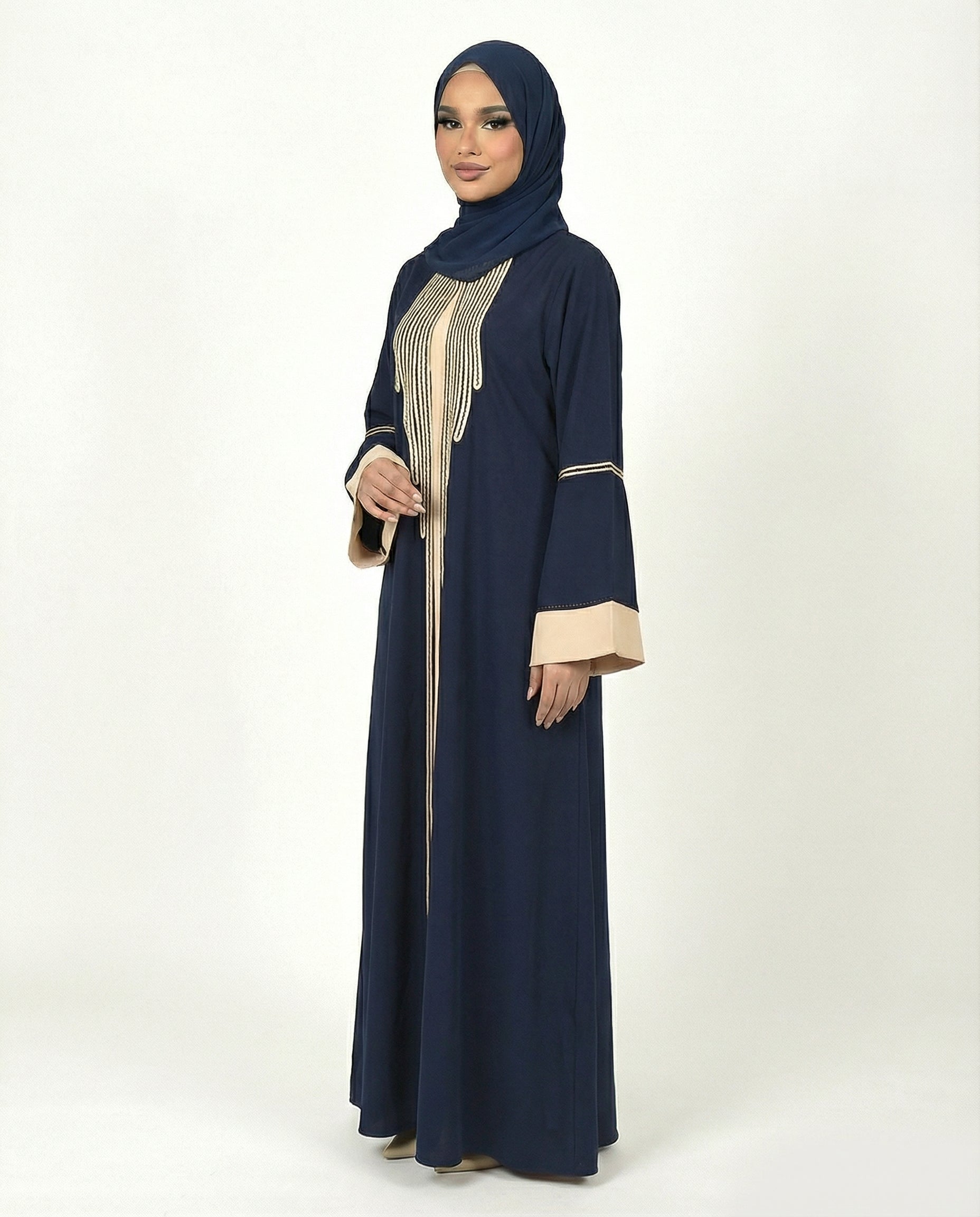 Katalia Style 3 Piece Modest Abaya Set – Dark Sapphire